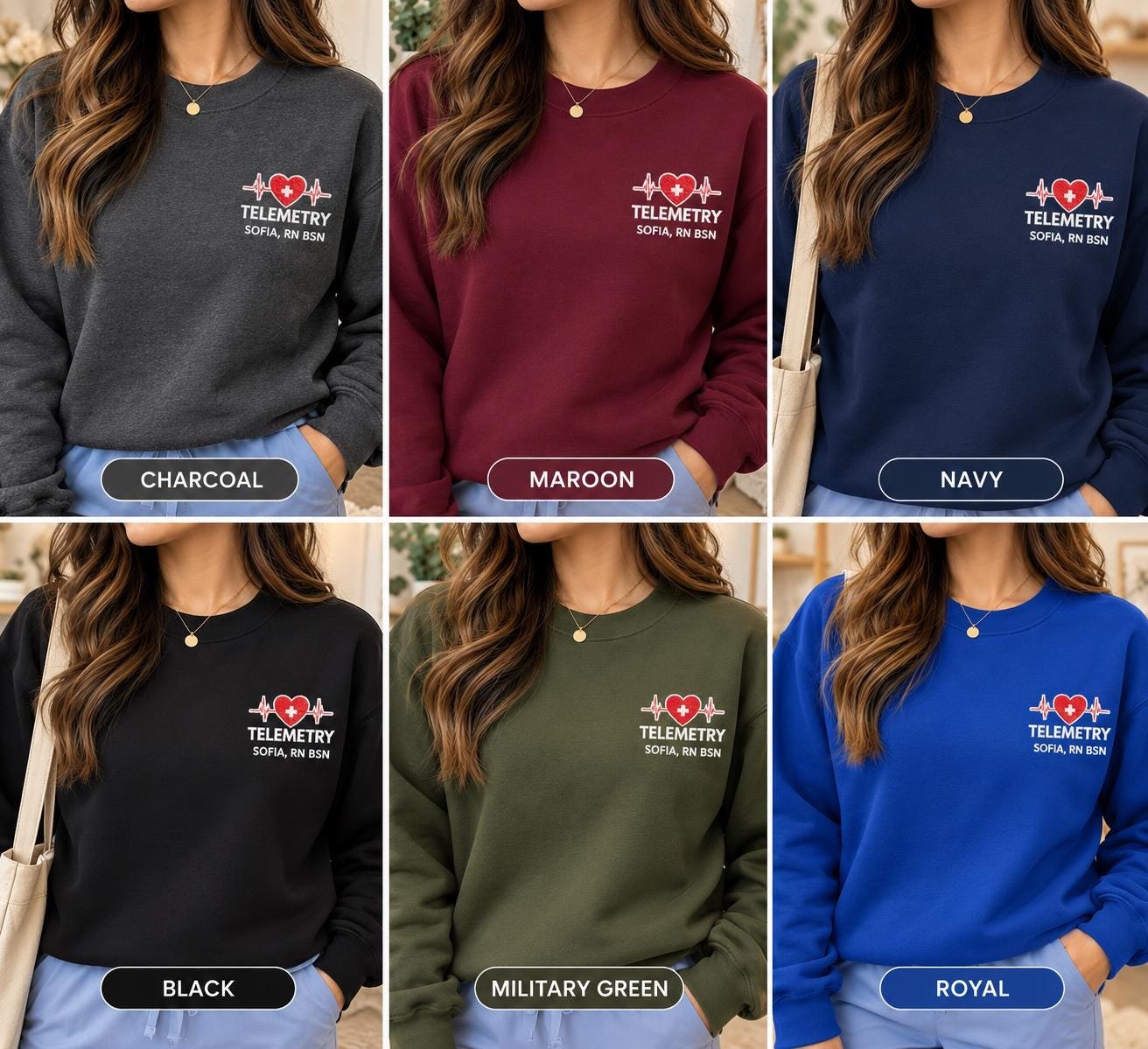 Custom Telemetry Nurse Crewneck, Cardiac RN Specialty detail 3