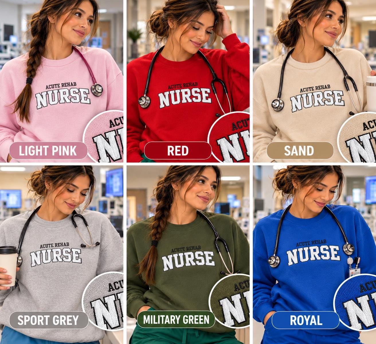 Acute Rehab Nurse, Soft Cotton Crewneck (Gift for ARU Nurse) detail 3