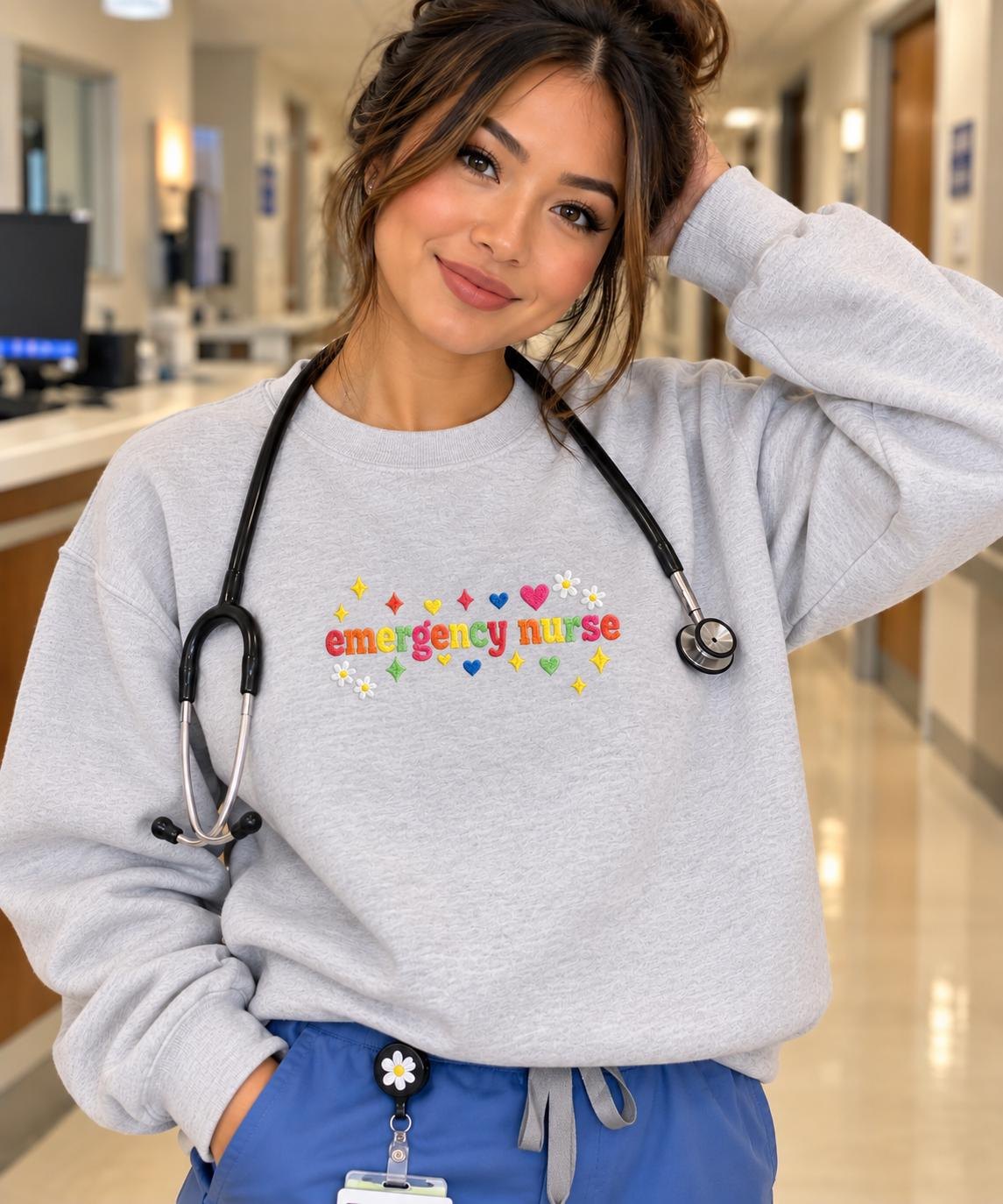 Emergency Nurse Crewneck, Comfortable Workwear Gift detail 3