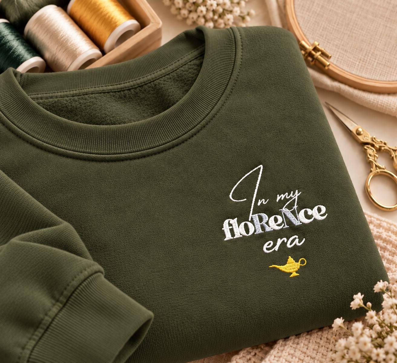 in my florence era nurse embroidered sweatshirt