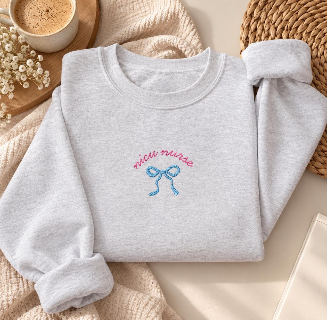 NICU Nurse, Retro Bow Crewneck, Gift for RNs