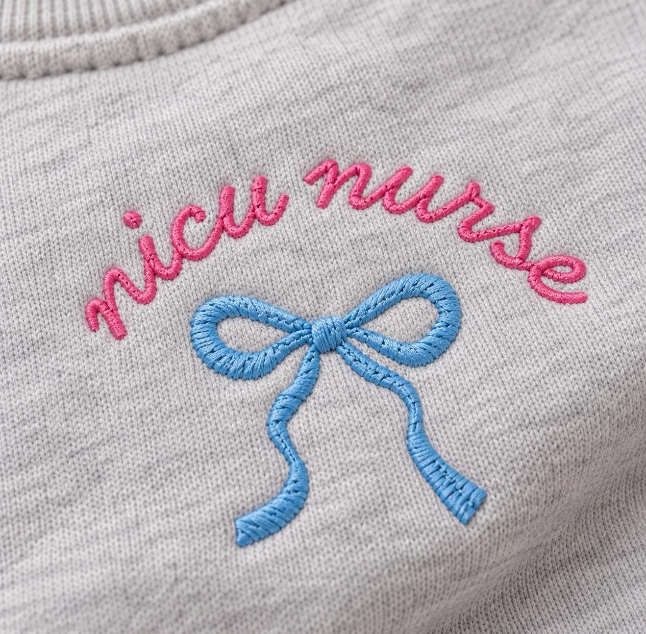 NICU Nurse, Retro Bow Crewneck, Gift for RNs detail 2