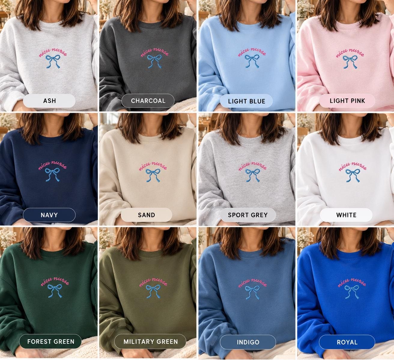 NICU Nurse, Retro Bow Crewneck, Gift for RNs detail 4