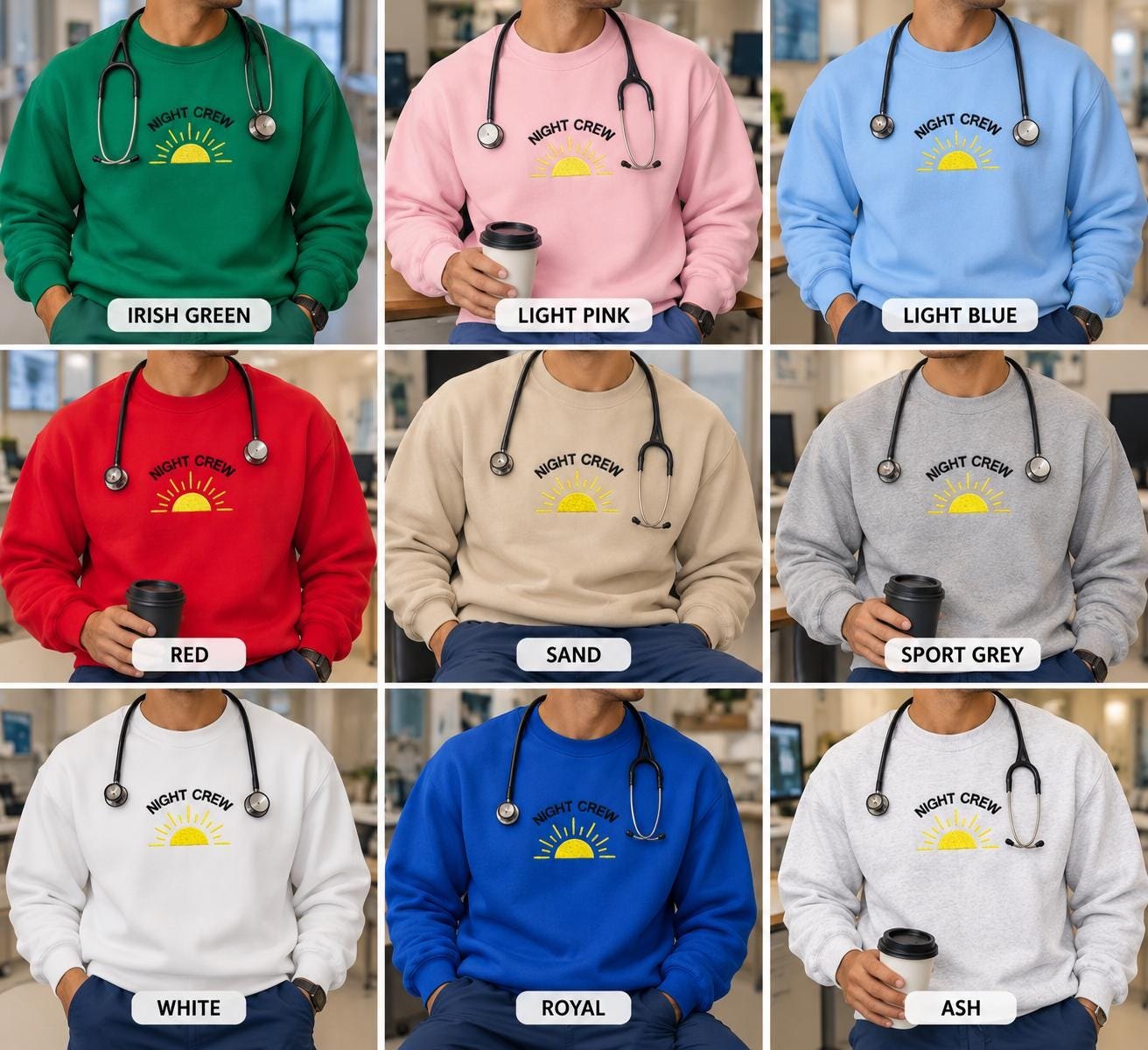 Night crew sunset crewneck detail 3