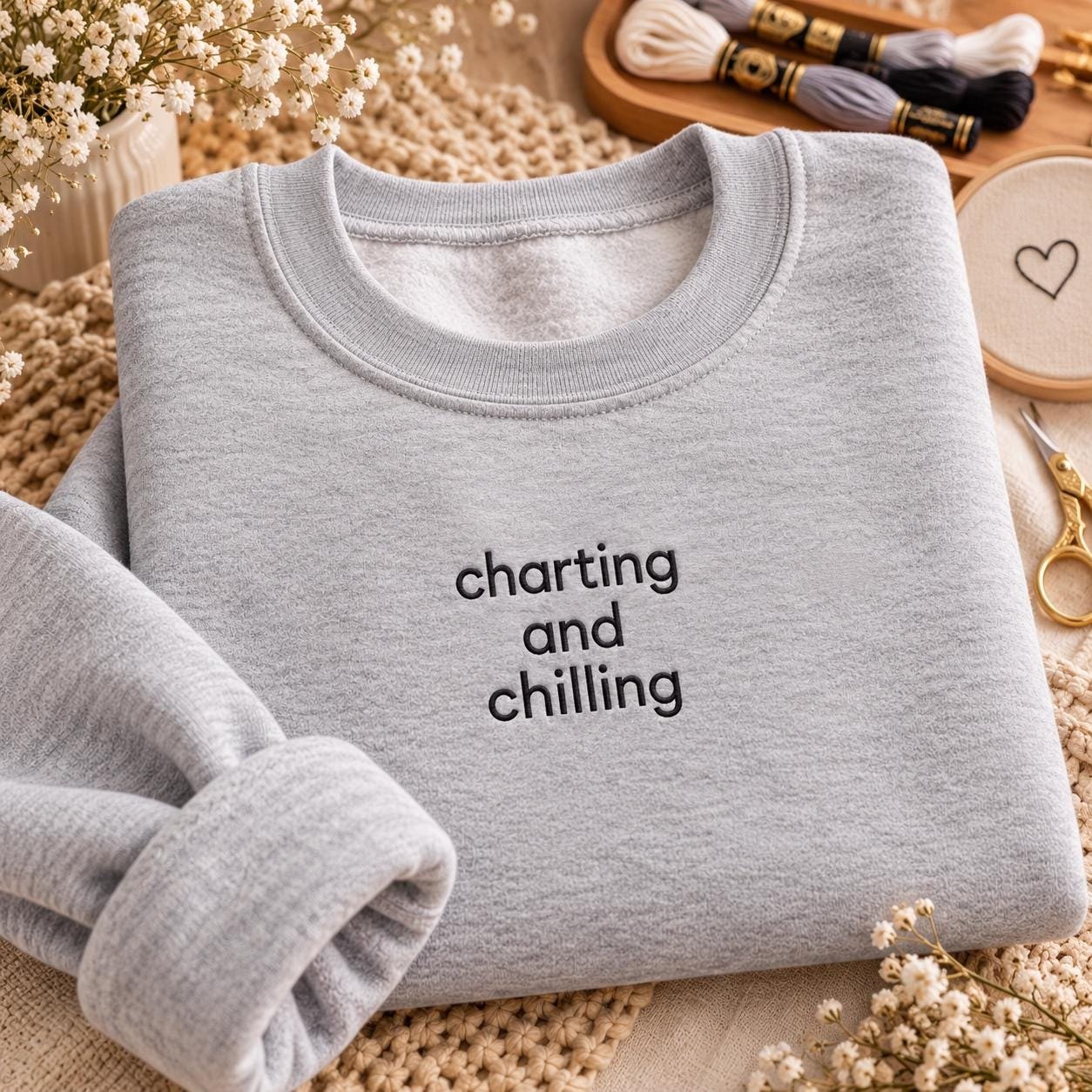 Nurse, Charting and Chilling, Minimalist Crewneck