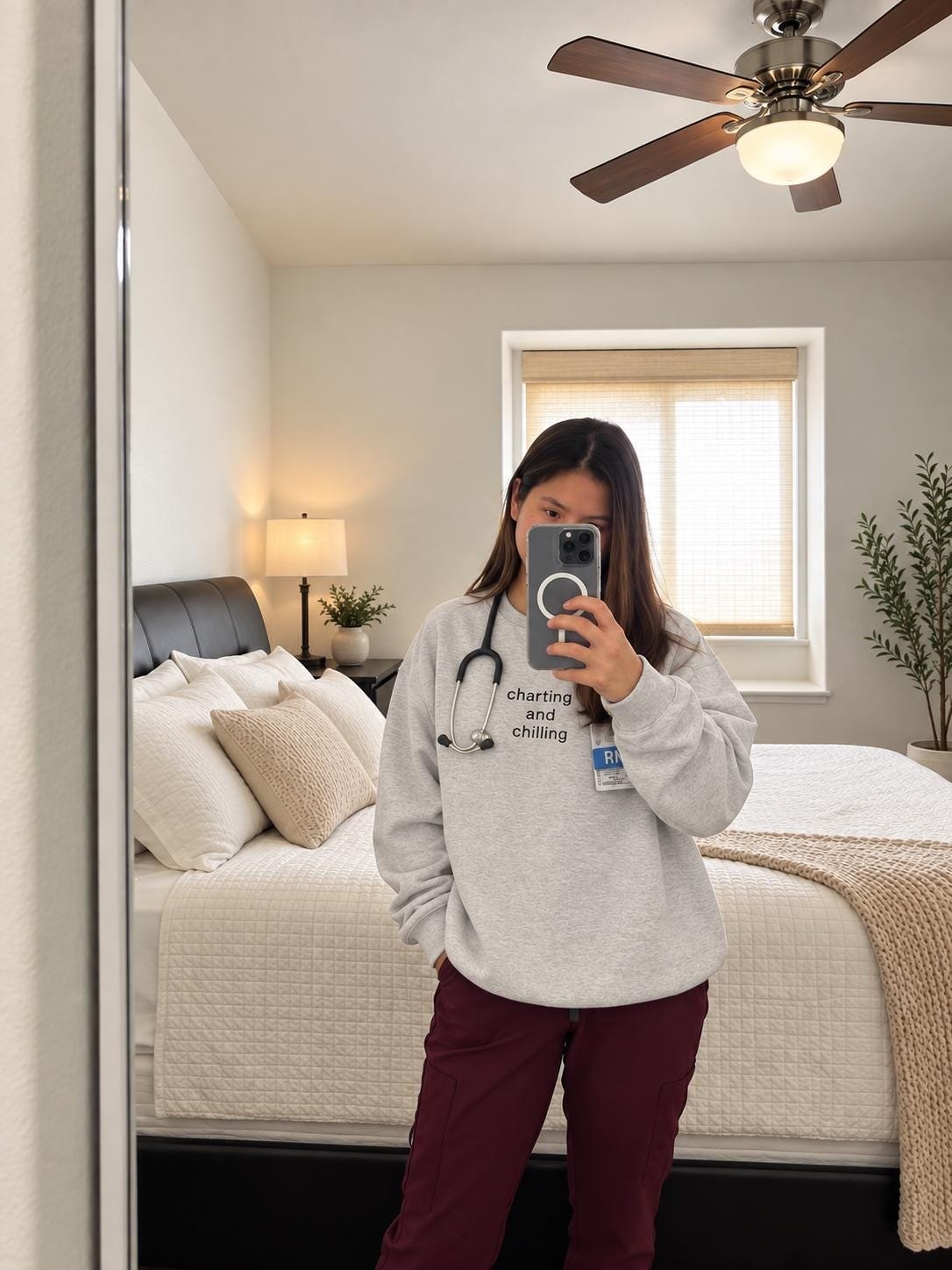 Nurse, Charting and Chilling, Minimalist Crewneck detail 2