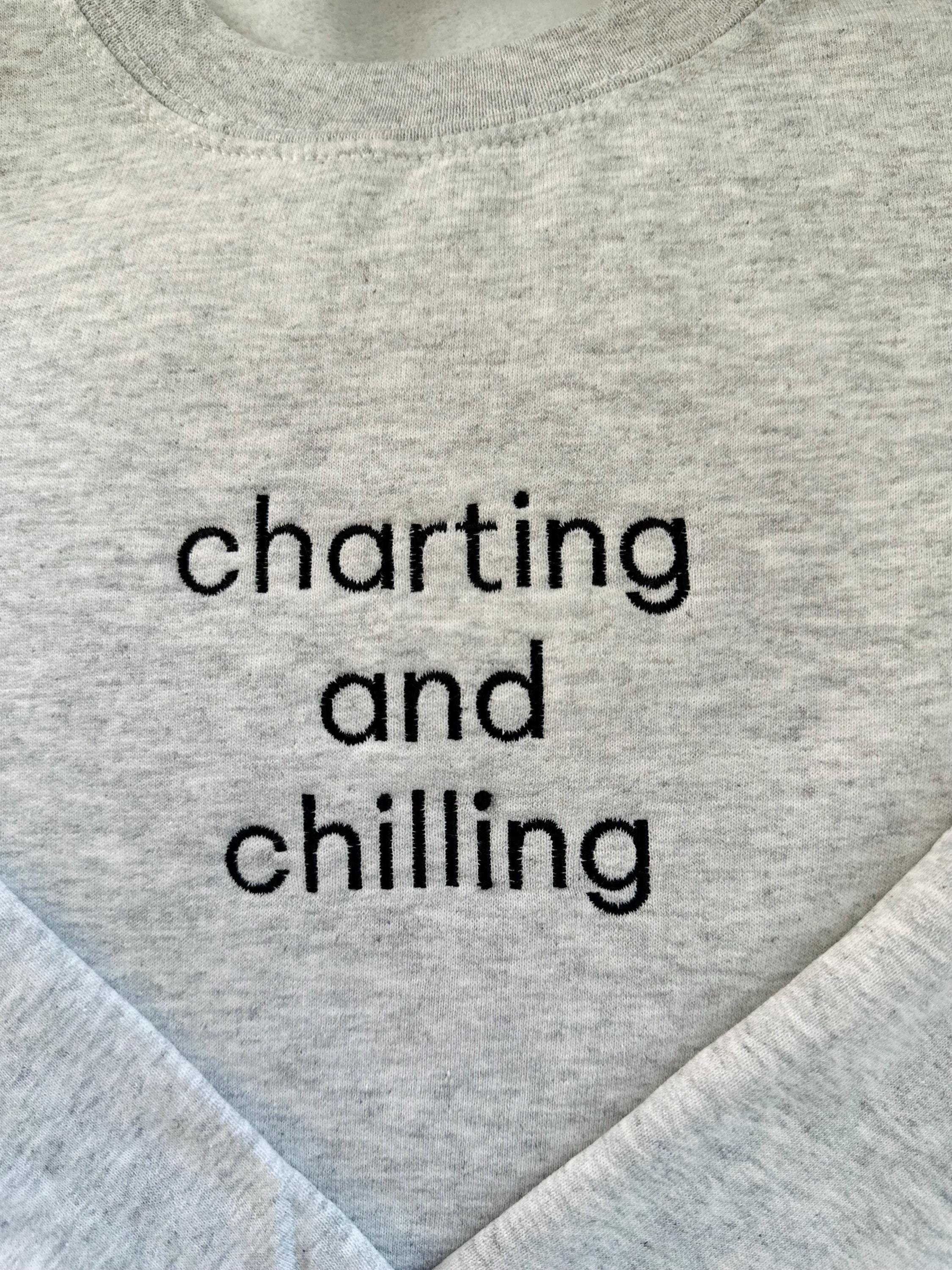 Nurse, Charting and Chilling, Minimalist Crewneck detail 3