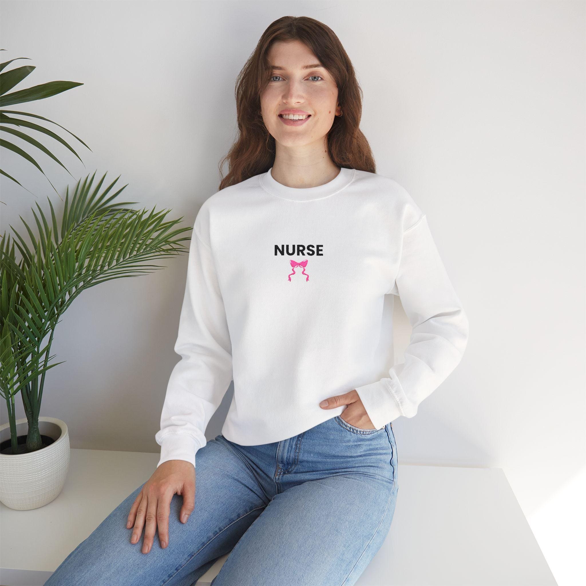 Nurse, Pink Ribbon Bow, Crewneck, Gift for RN detail 4