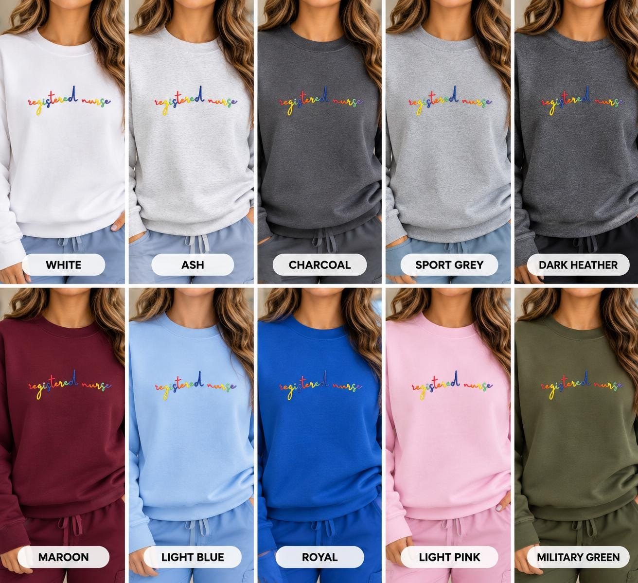 Rainbow Registered Nurse, RN Crewneck Gift detail 4