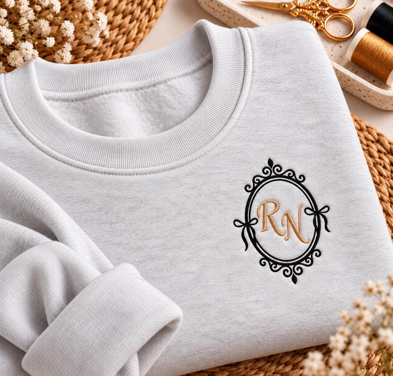 Vintage RN Monogram, Old Money Nurse Gift