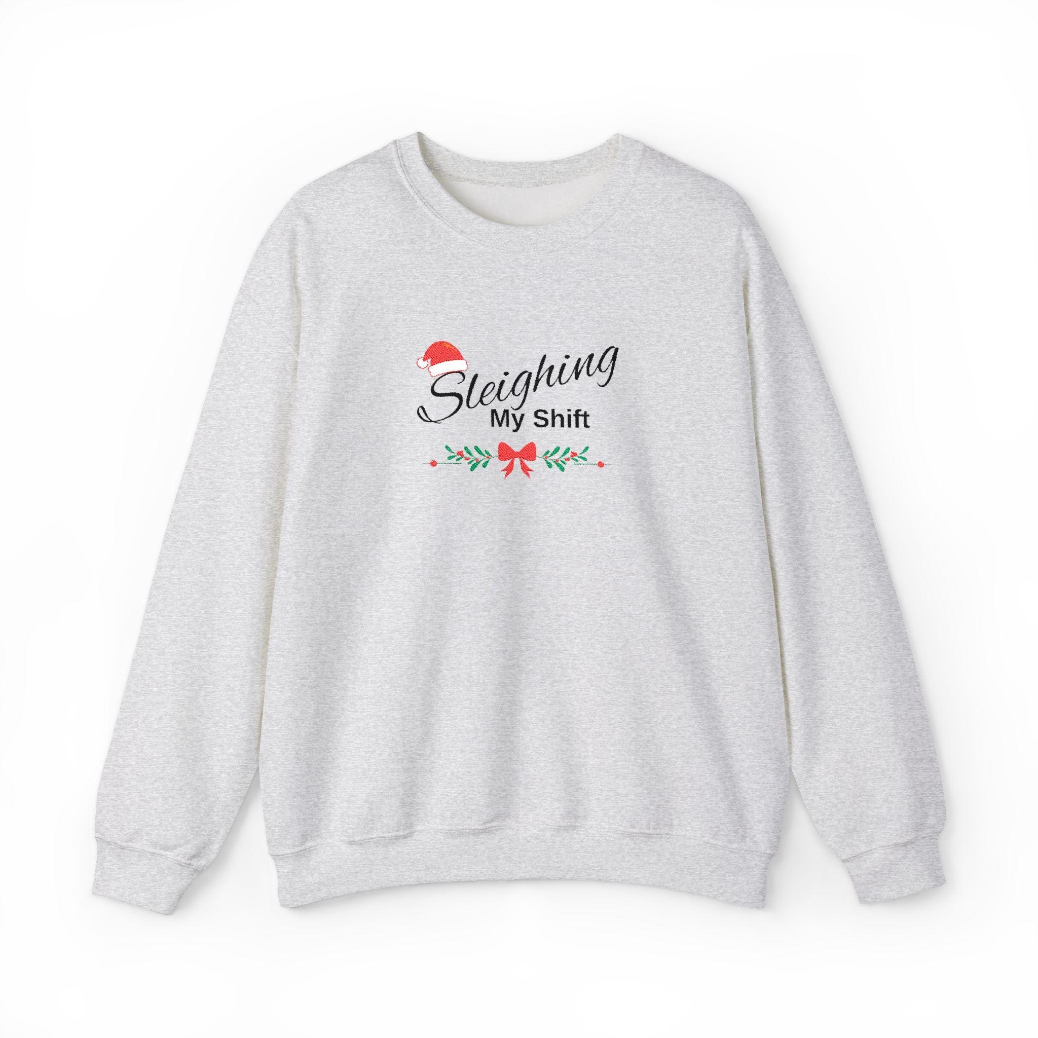 Sleighing My Shift crewneck detail 3