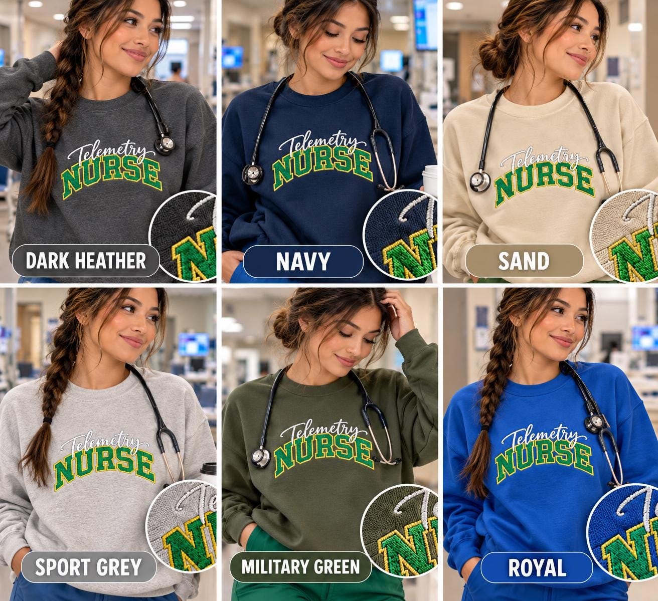 Telemetry Nurse, crewneck, gift for new grad RN, nurses week appreciation gift detail 3