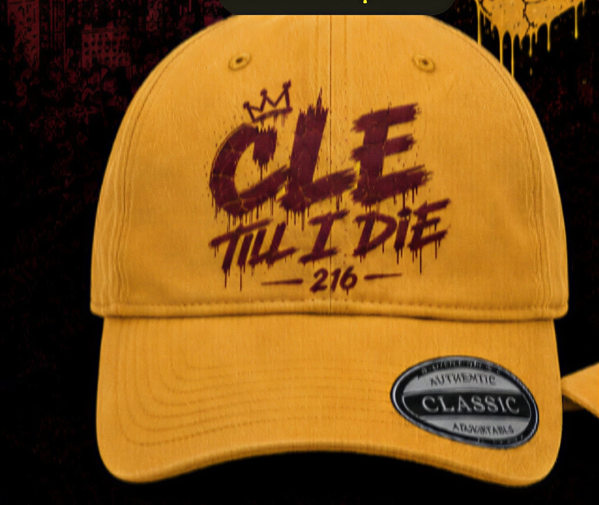Gold CLE till I Die baseball cap from Gear 2 Go