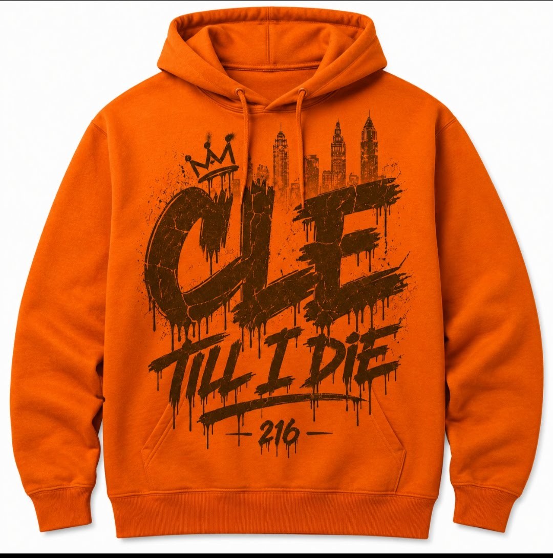 Orange and brown Cleveland hoodie from Gear 2 Go