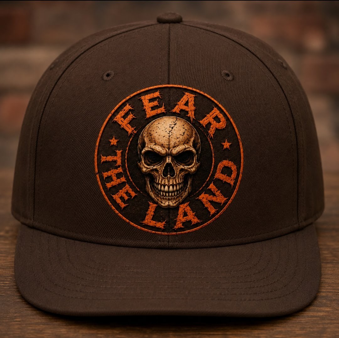 Brown embroidered Fear the Land cap from Gear 2 Go