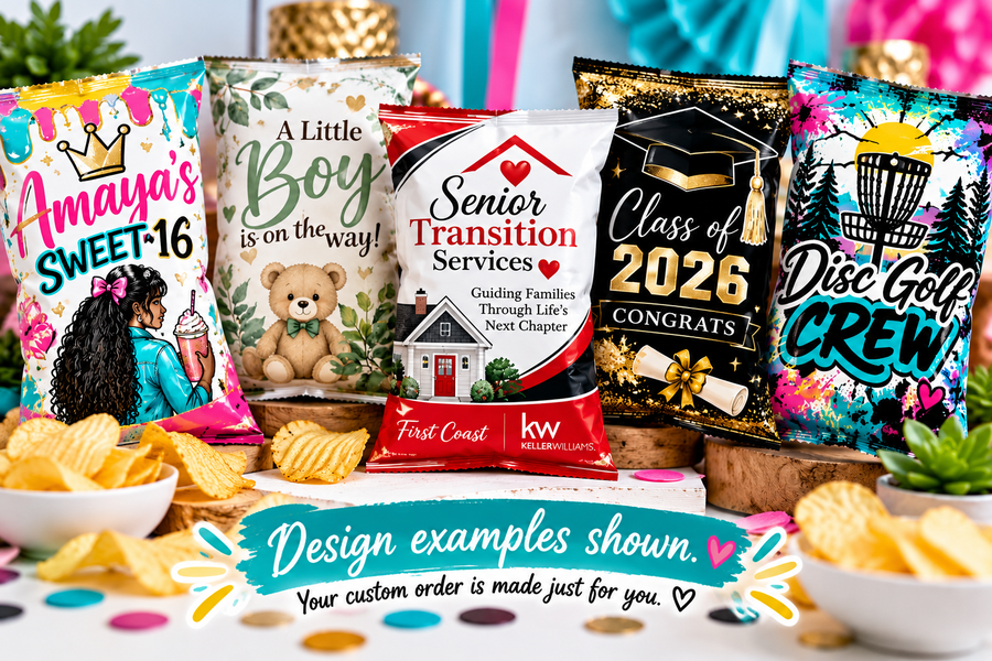 Custom Chip Bags, owner-provided design examples