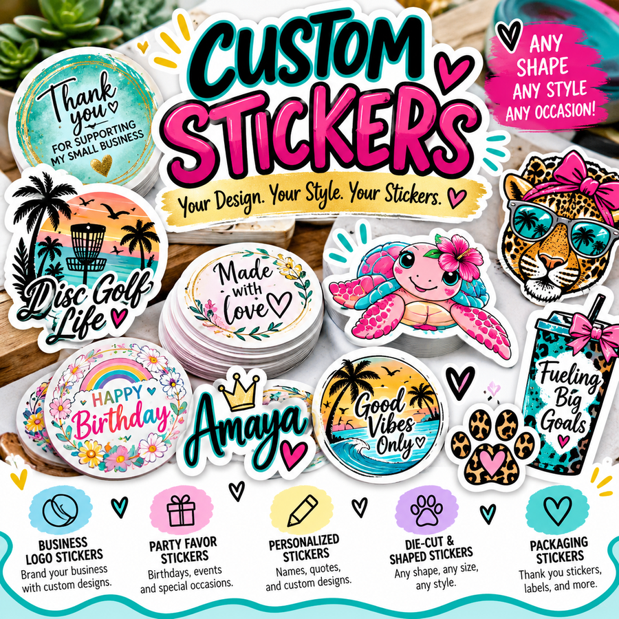 Custom Stickers, owner-provided design examples
