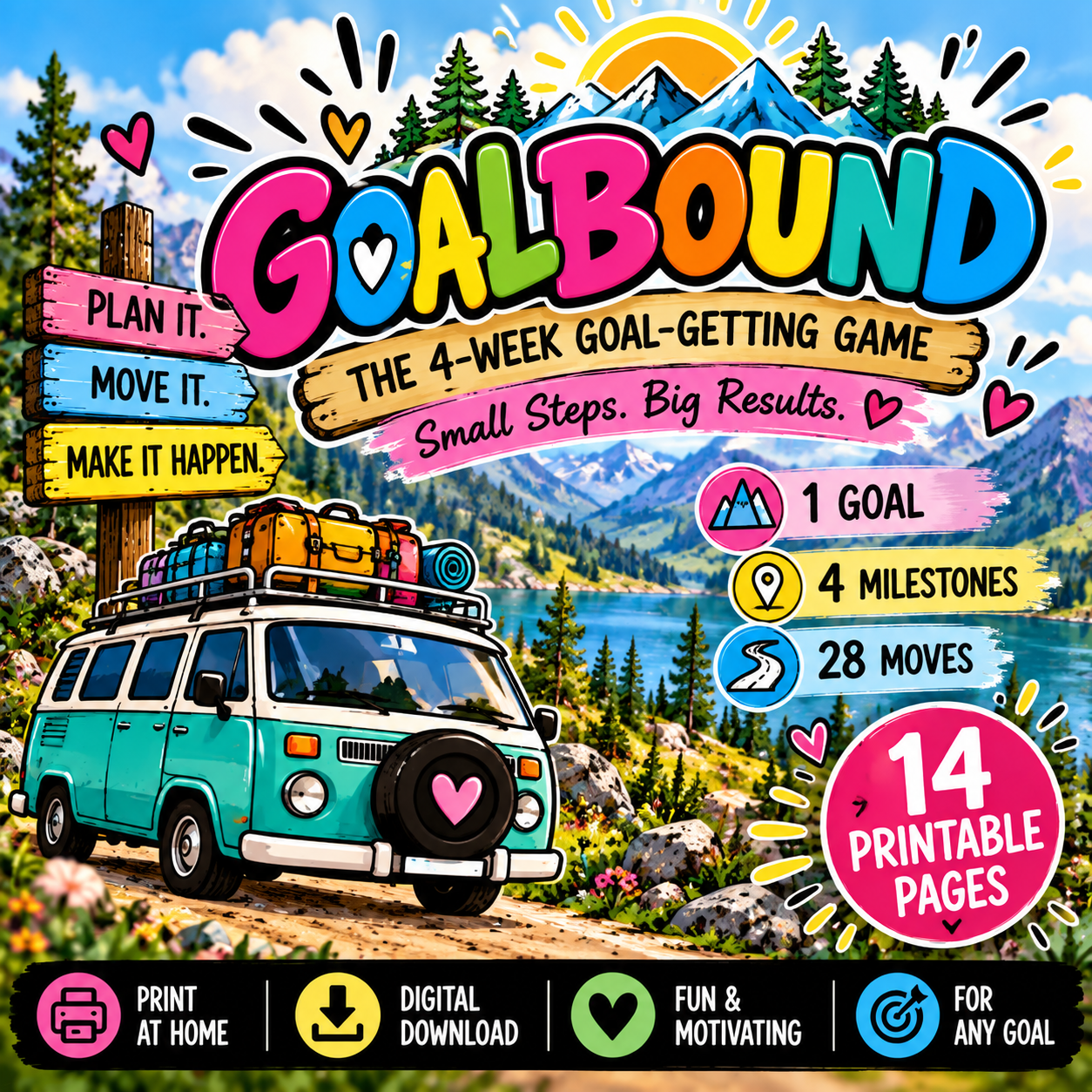 GoalBound weekly milestone planning sheet