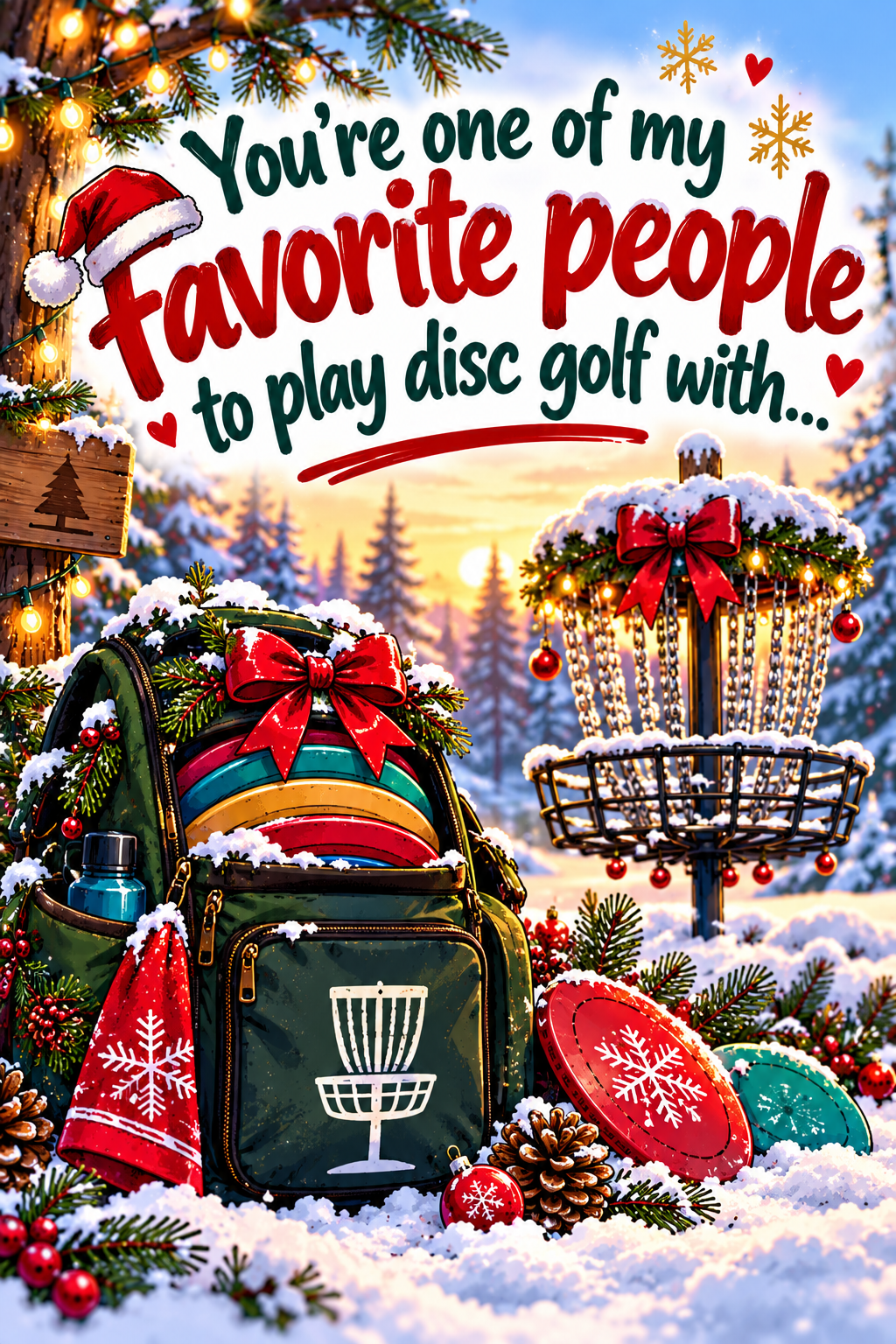 Favorite Disc Golf Buddy – Funny Christmas Card, printable disc golf Christmas card cover