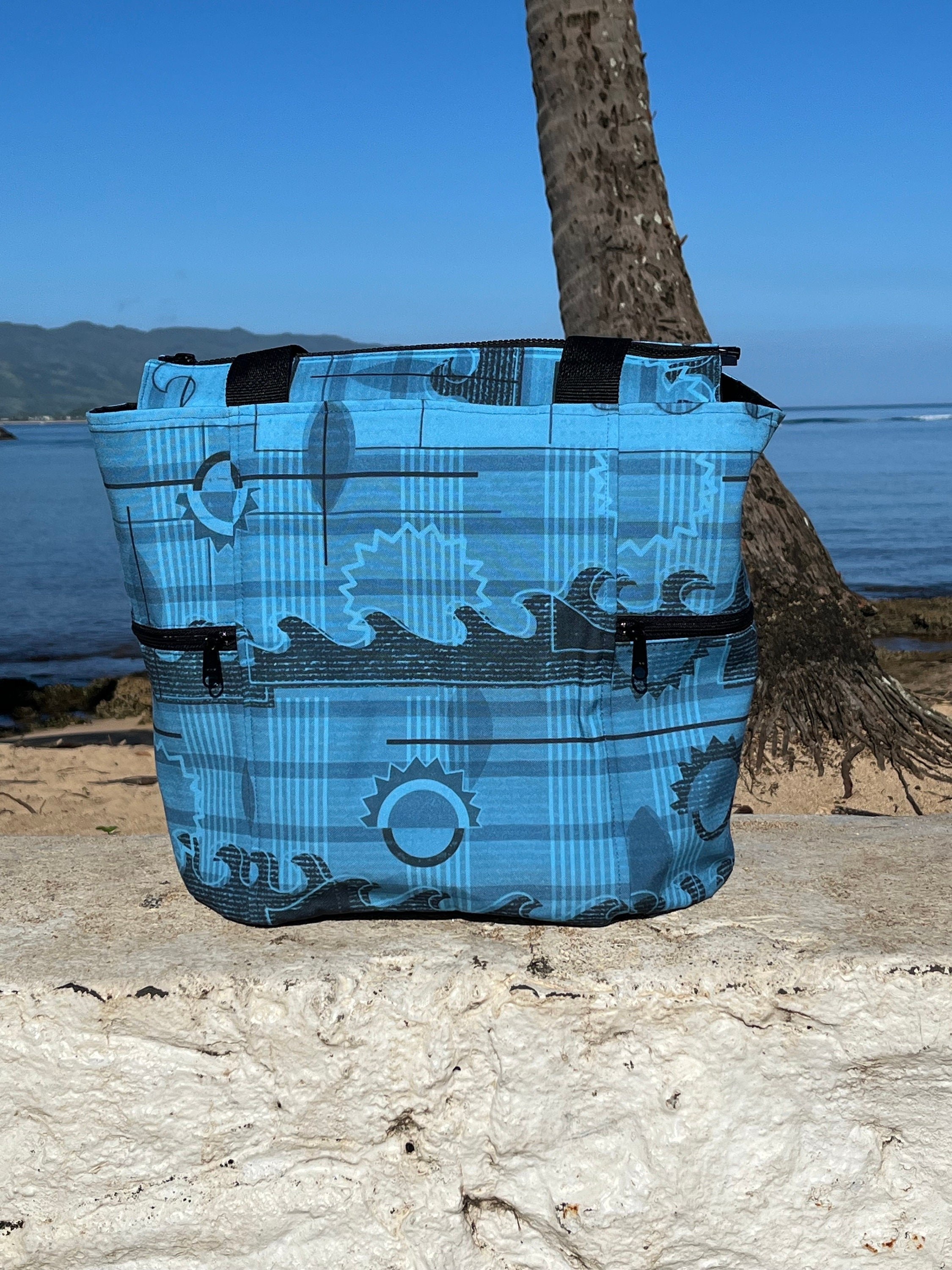 Blue Ocean Surf Washable Tote Shopping Bag, view 6