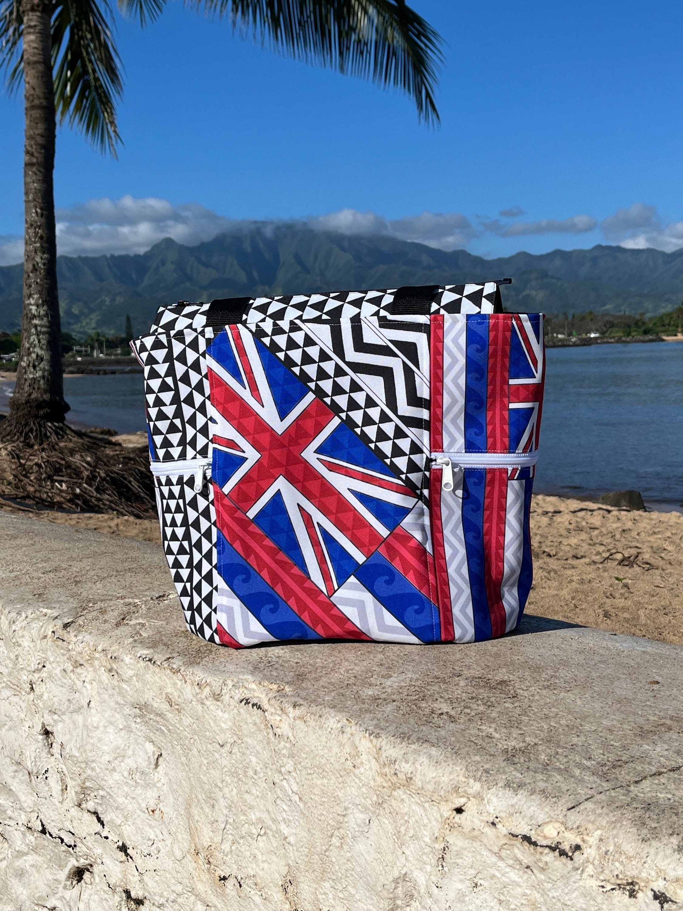 Hawaiian Flag Tattoos Washable Tote Shopping Bag