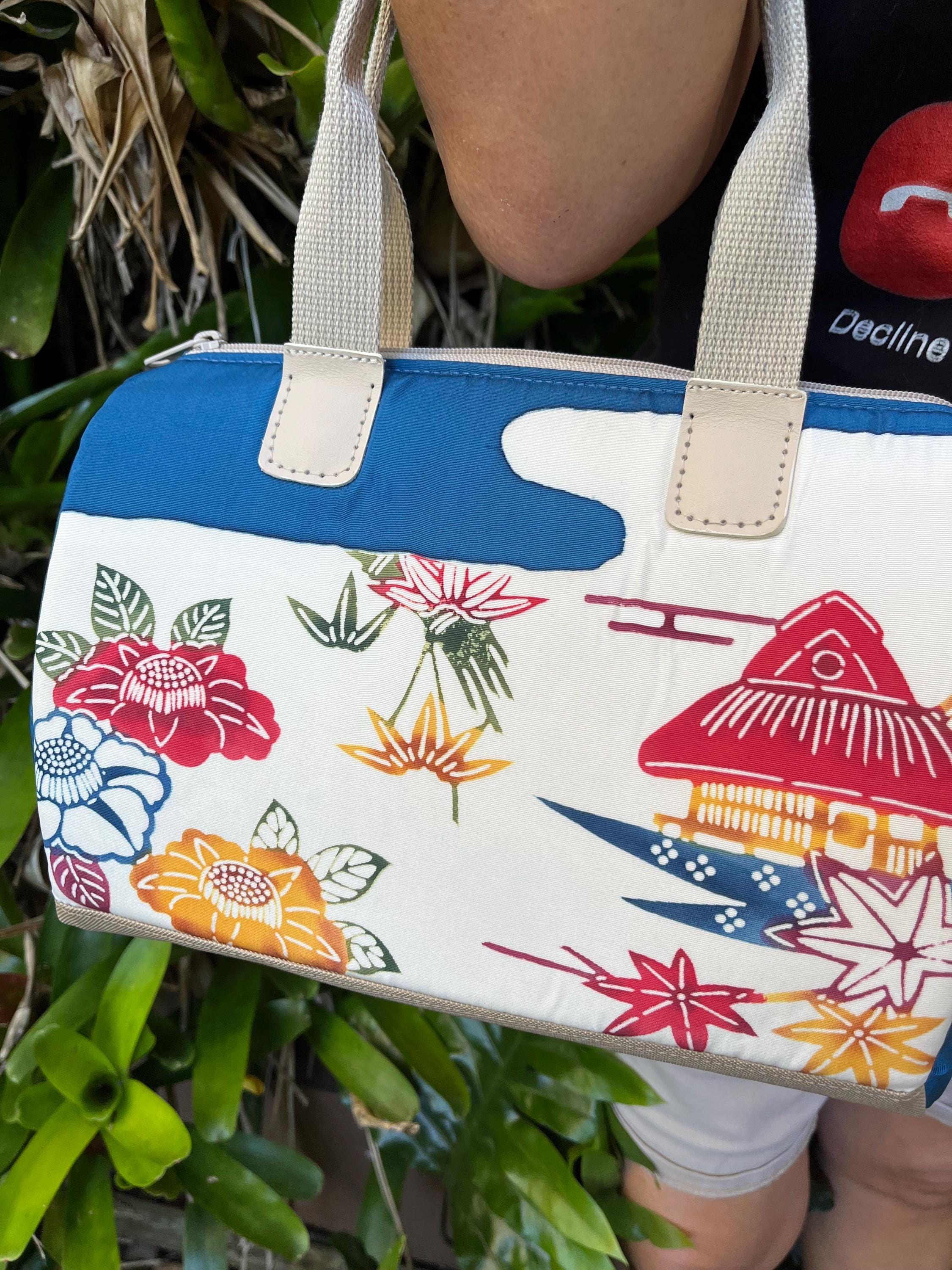 Bowler-style Kimono Fabric Handbag, view 6
