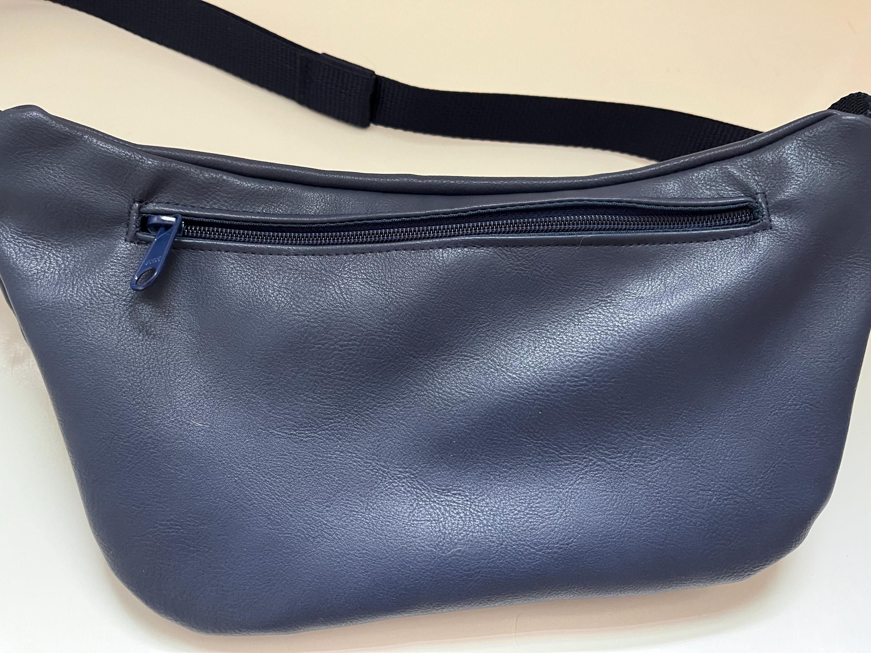 Navy Blue Vegan Leather Crossbody Pouch, view 5