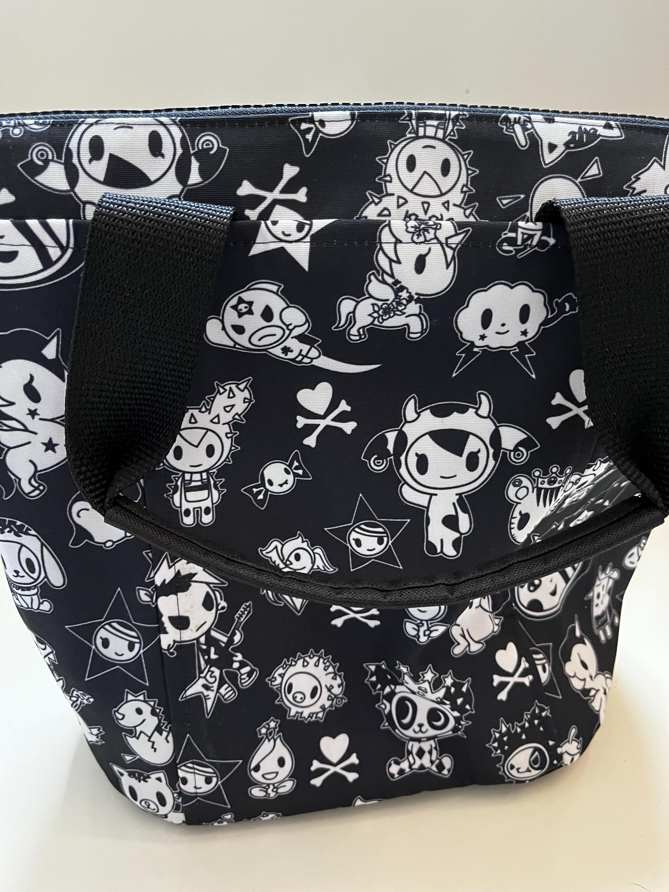 Black Cartoon Toki Washable Lunch Tote, view 4