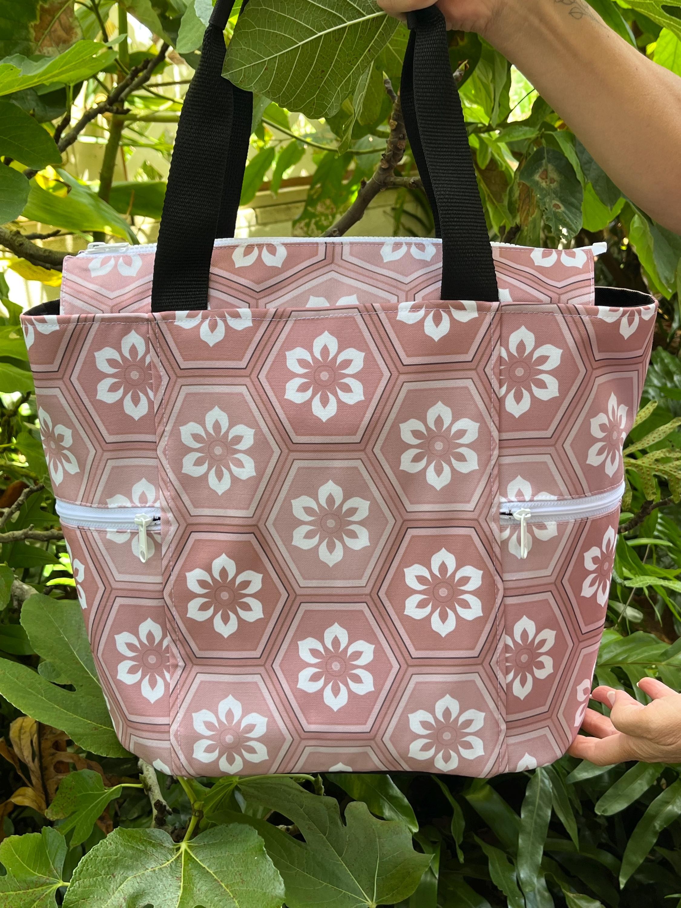 Hexagonal Kimono Print Washable Tote Shopping Bag