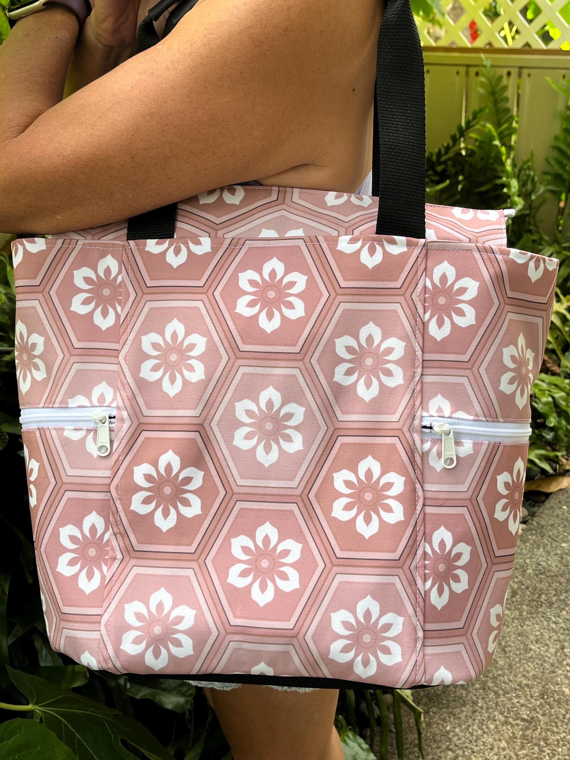 Hexagonal Kimono Print Washable Tote Shopping Bag, view 2