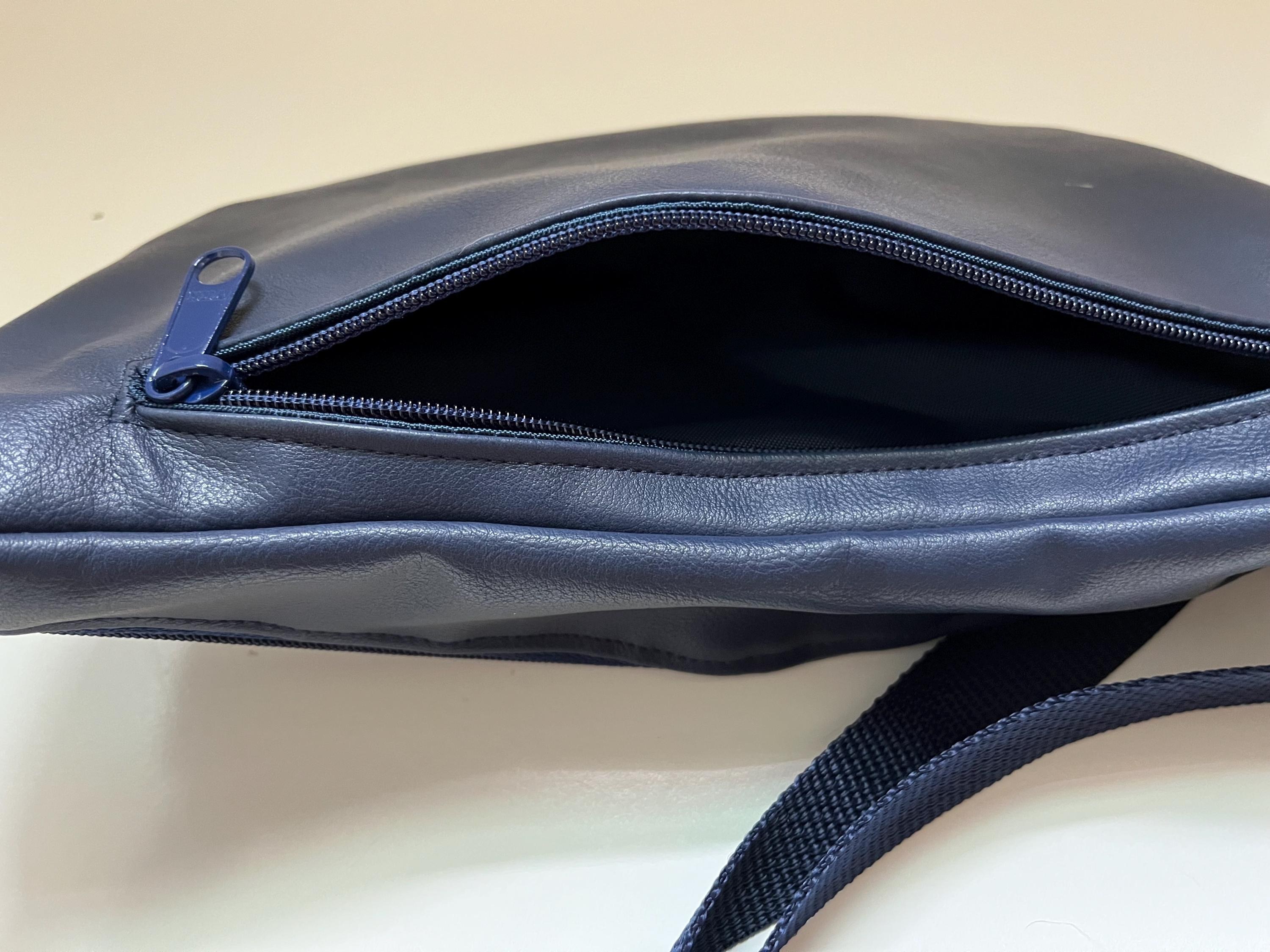 Navy Blue Vegan Leather Crossbody Pouch, view 6