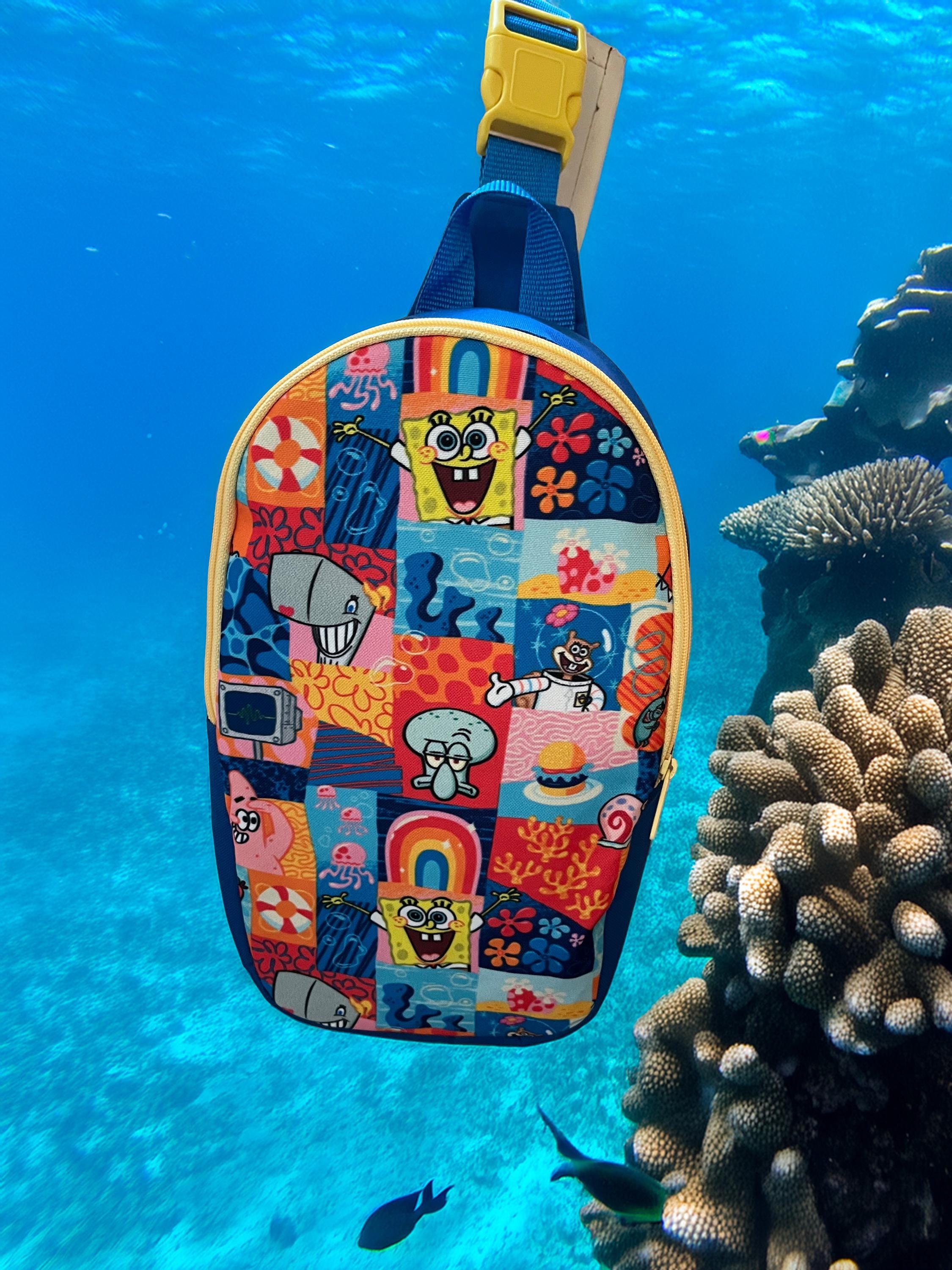 Coral Reef Cartoon Bullet Sling-pack Backpack, view 2