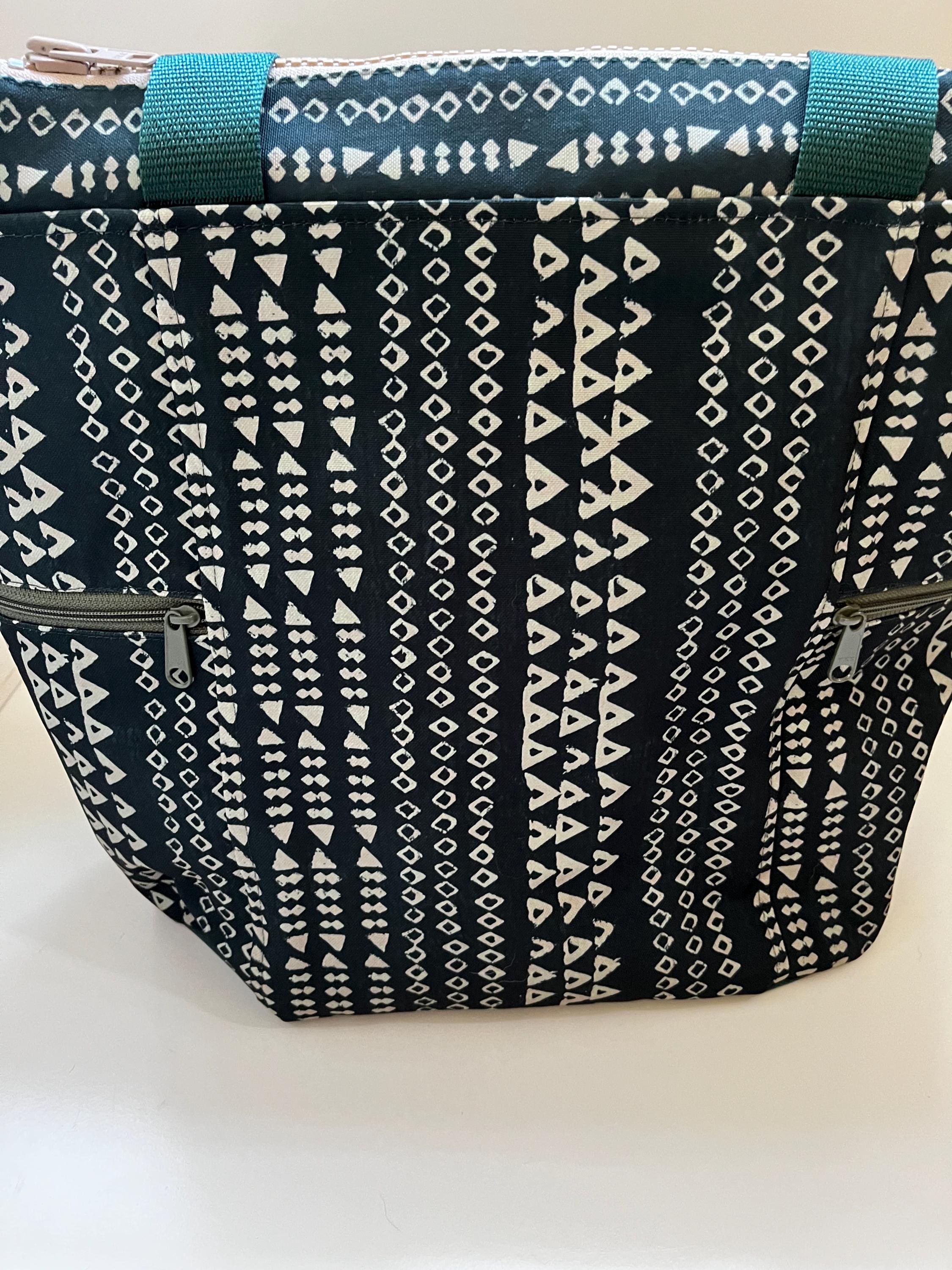 Green Kapa (Tapa/Tattoo) Print Washable Tote Shopping Bag, view 2