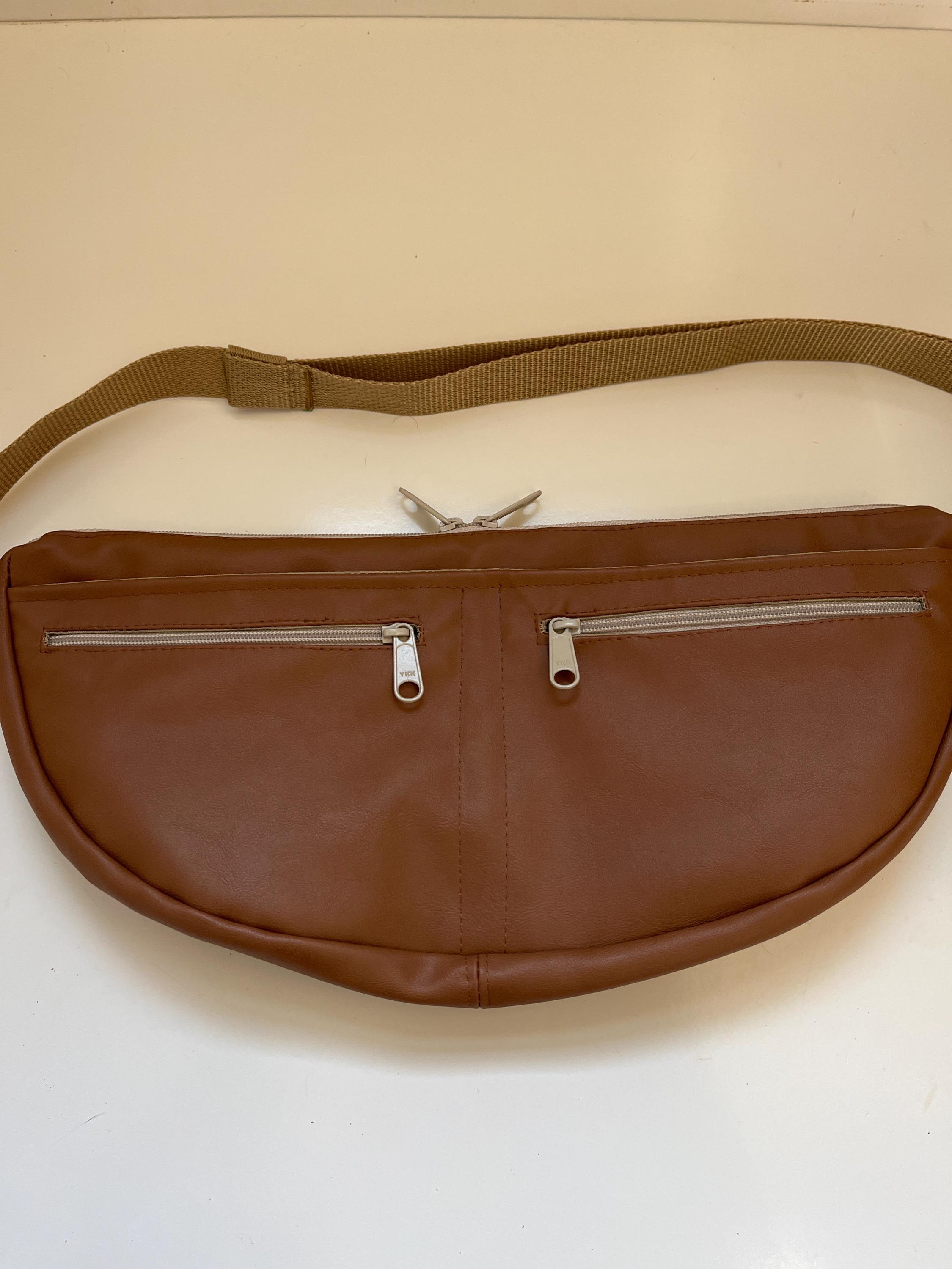 Brown Vegan Leather LARGE Crossbody Pouch, view 2