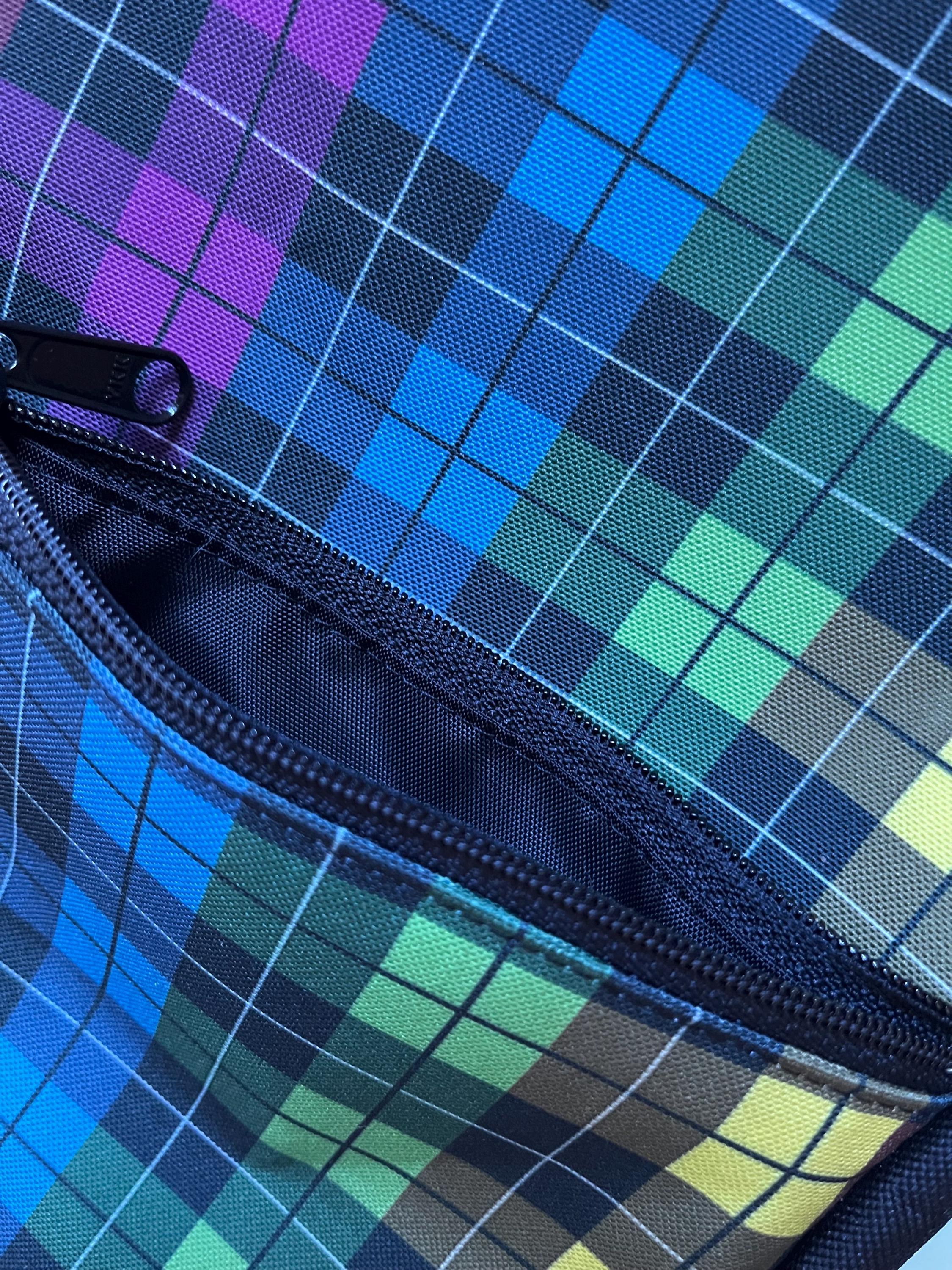 Rainbow Plaid Bullet Sling-pack Backpack, view 4