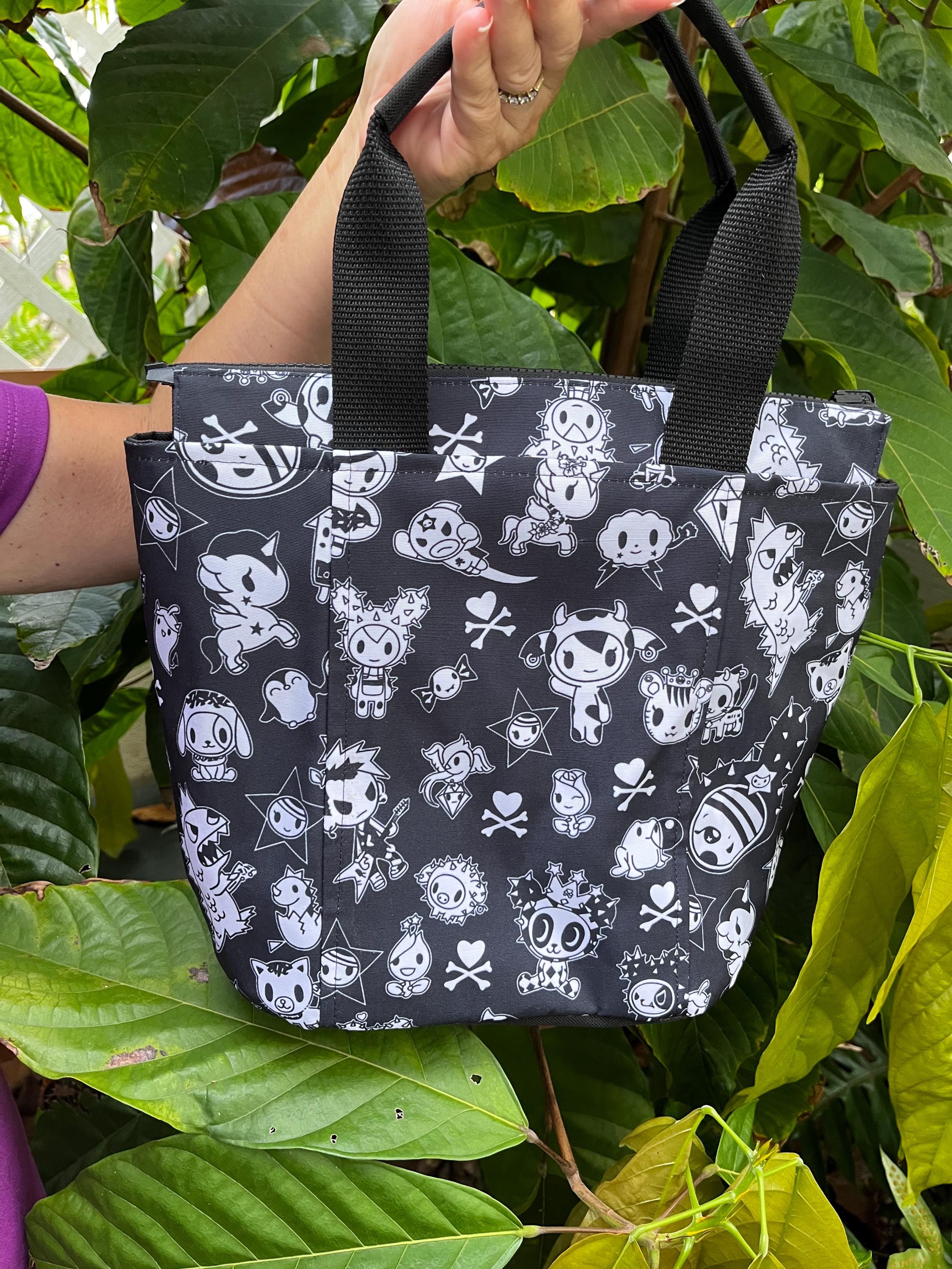 Black Cartoon Toki Washable Lunch Tote