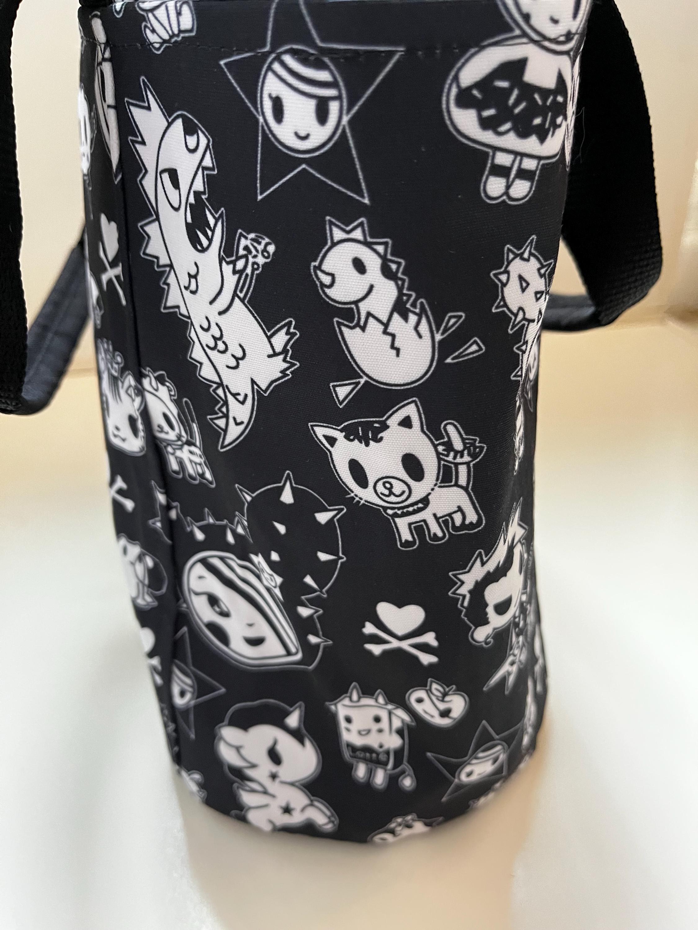 Black Cartoon Toki Washable Lunch Tote, view 3