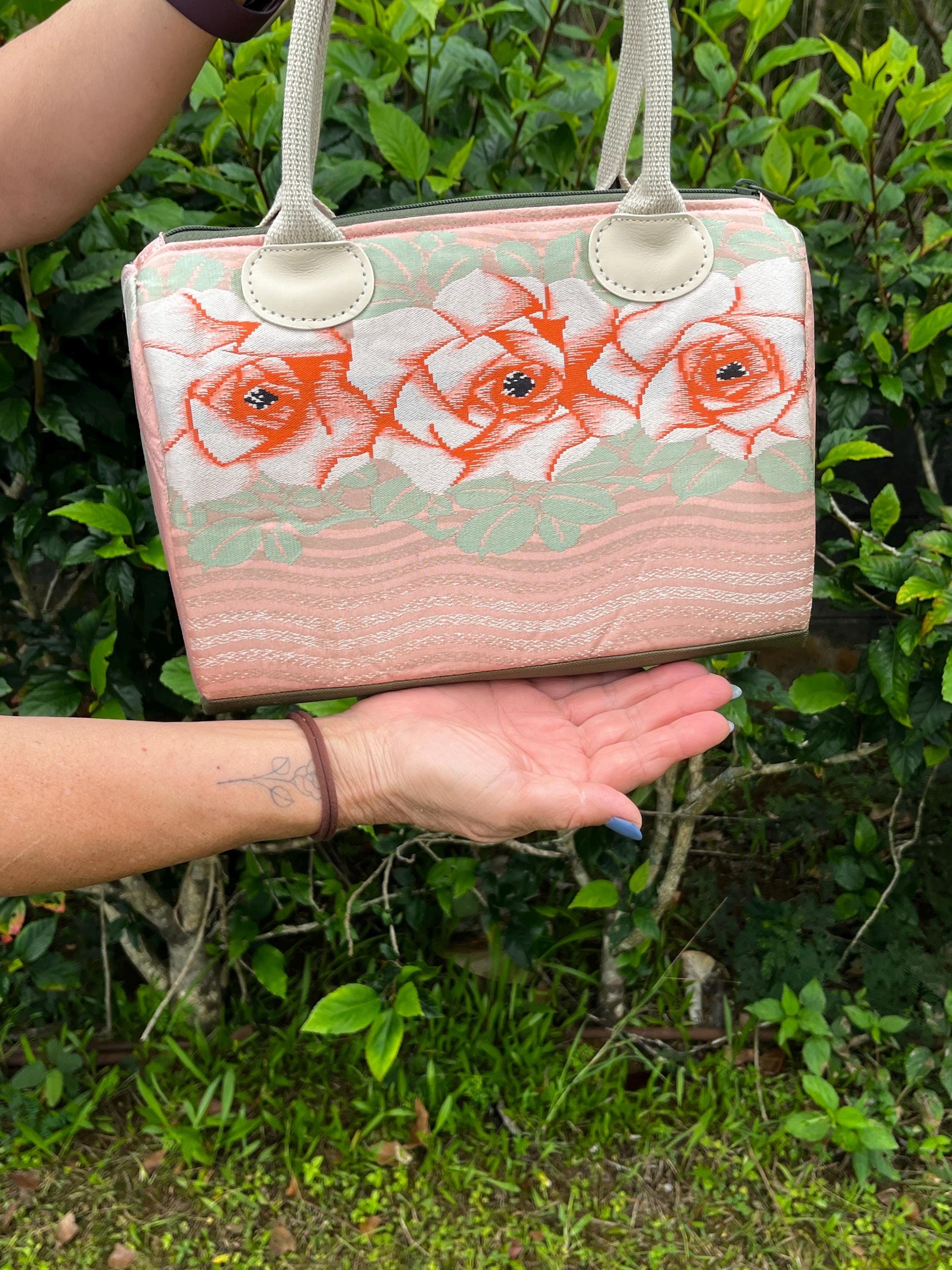Bowler-style Obi Belt Bright Peony Design Purse, view 5
