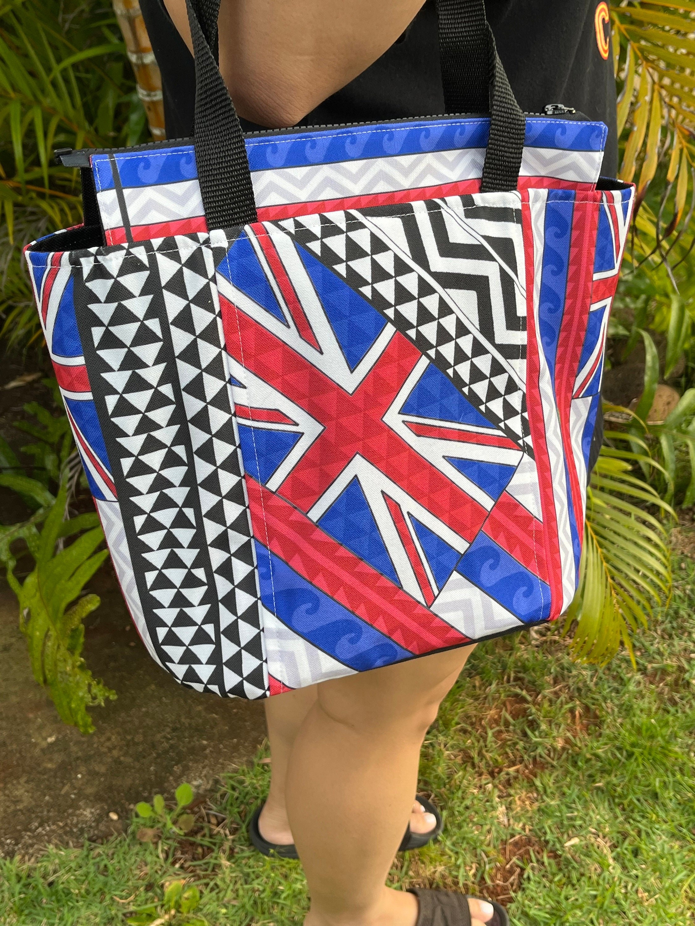 Hawaiian Flag Tattoos Washable Lunch Tote, view 2