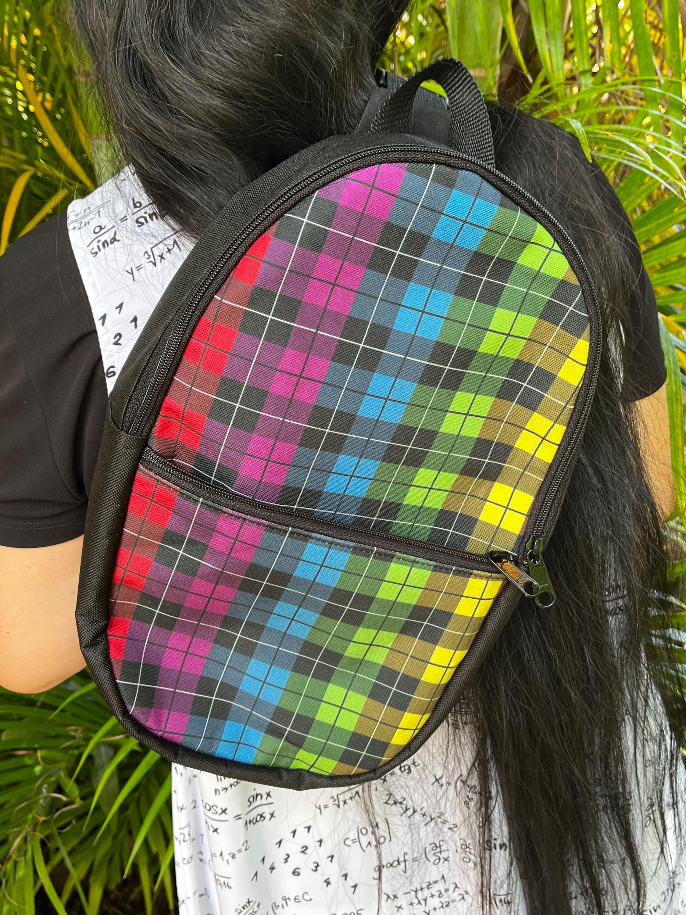 Rainbow Plaid Bullet Sling-pack Backpack