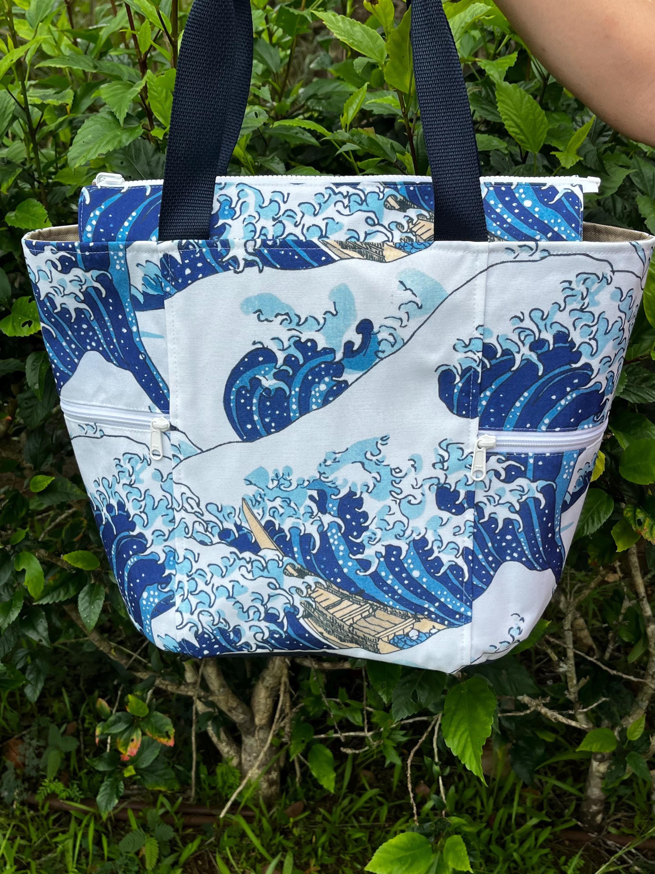 Wave Hokusai Tote Bag: Washable Recycled Canvas Shopping Bag