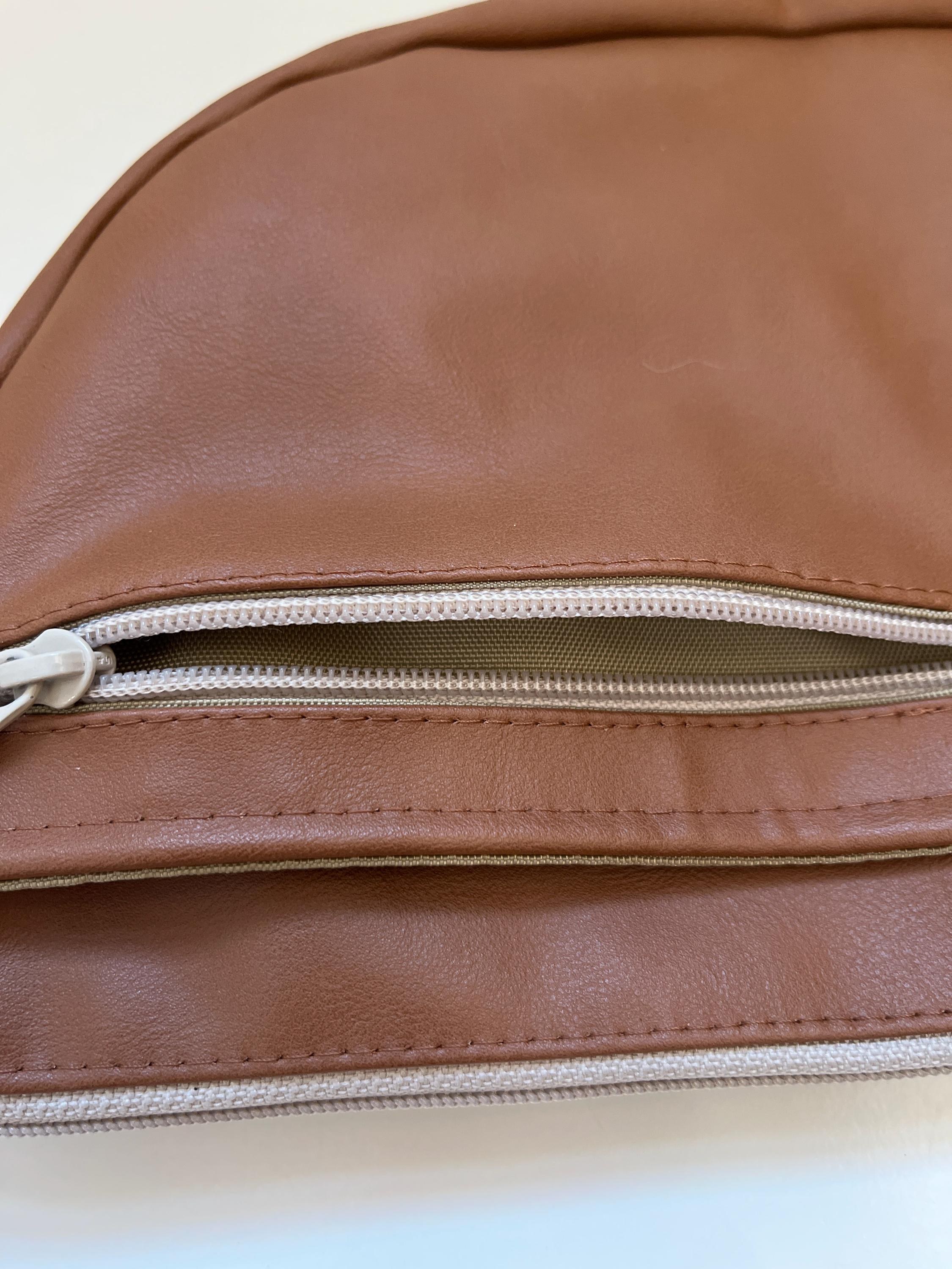 Brown Vegan Leather LARGE Crossbody Pouch, view 3