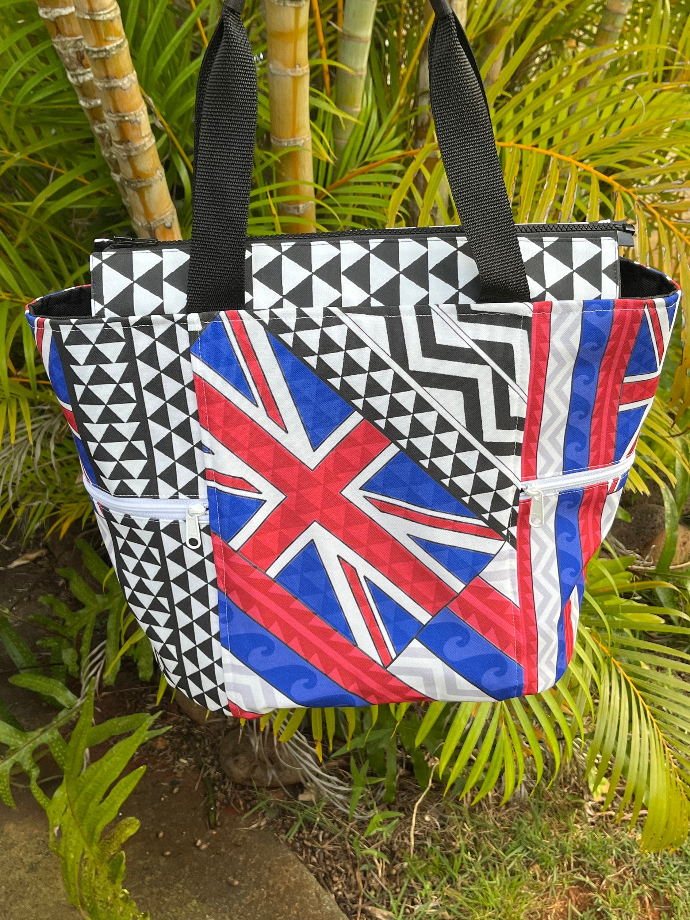 Hawaiian Flag Tattoos Washable Lunch Tote