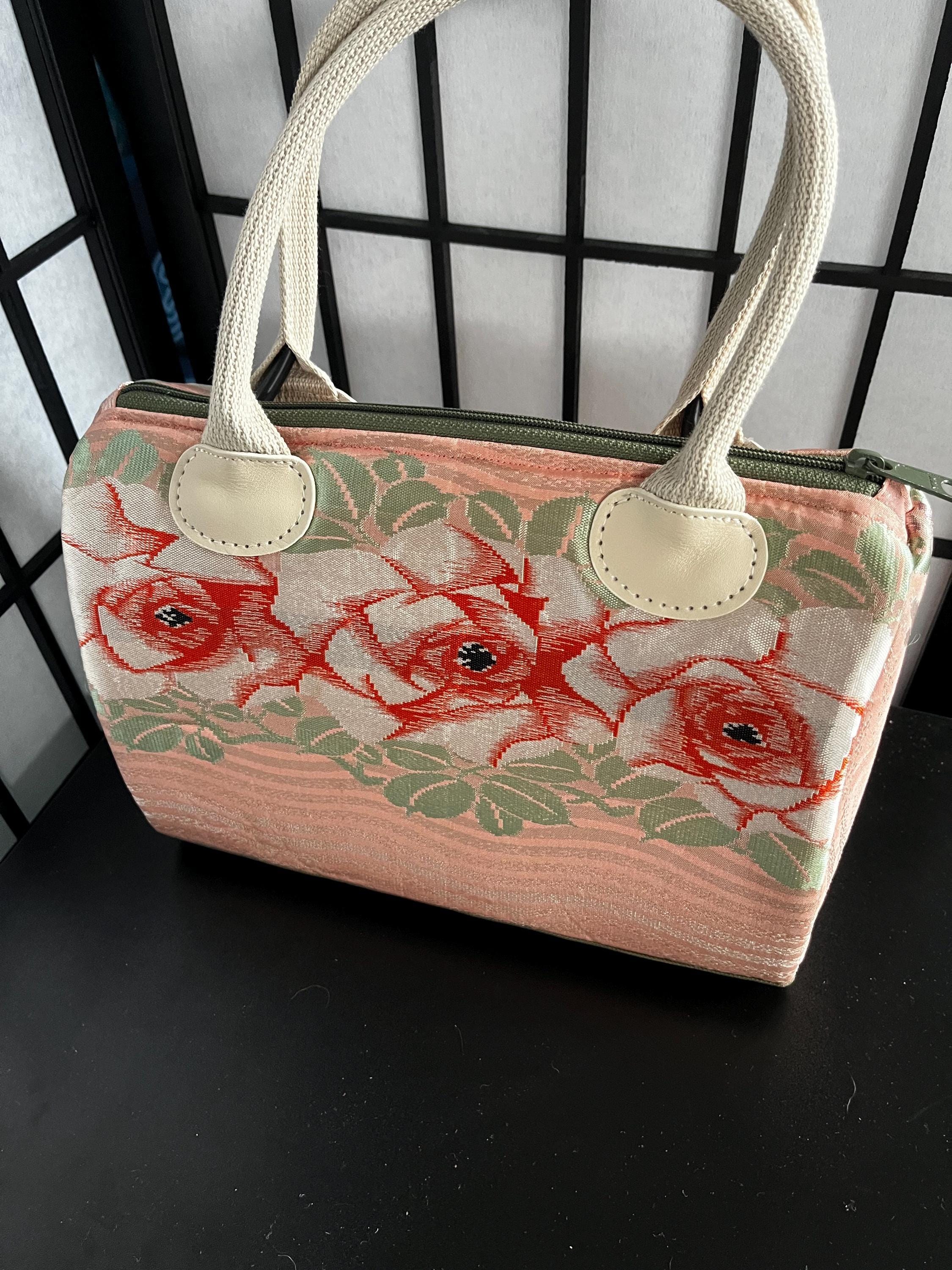 Bowler-style Obi Belt Bright Peony Design Purse