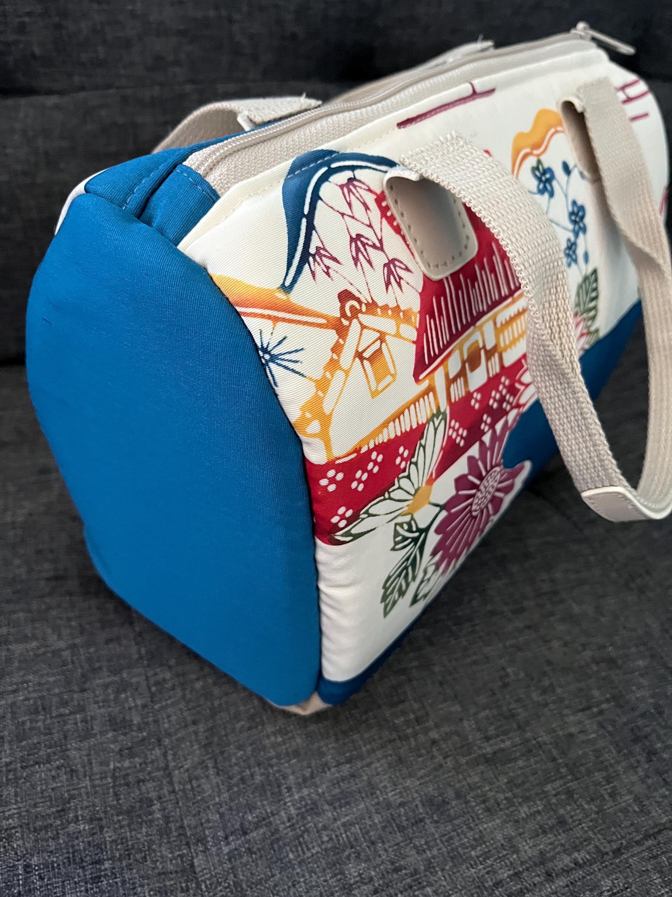Bowler-style Kimono Fabric Handbag, view 3