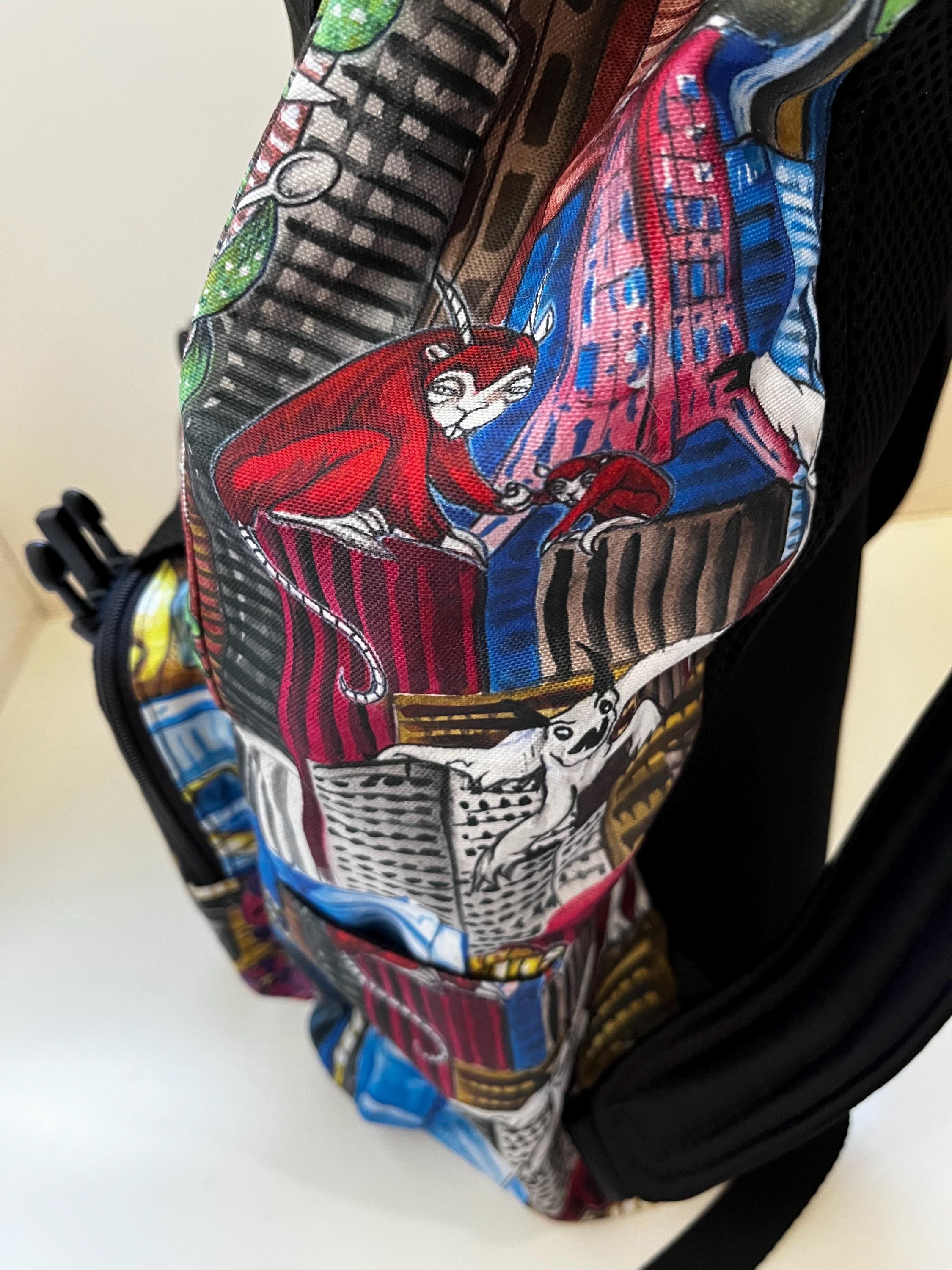 Kaiju Recycled Canvas Rucksack, view 5