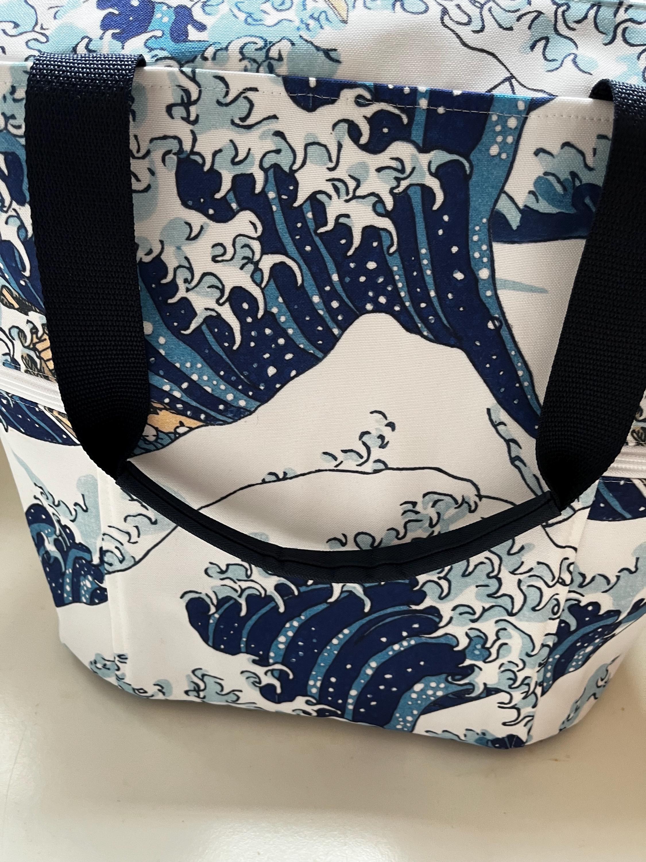 Wave Hokusai Tote Bag: Washable Recycled Canvas Shopping Bag, view 6