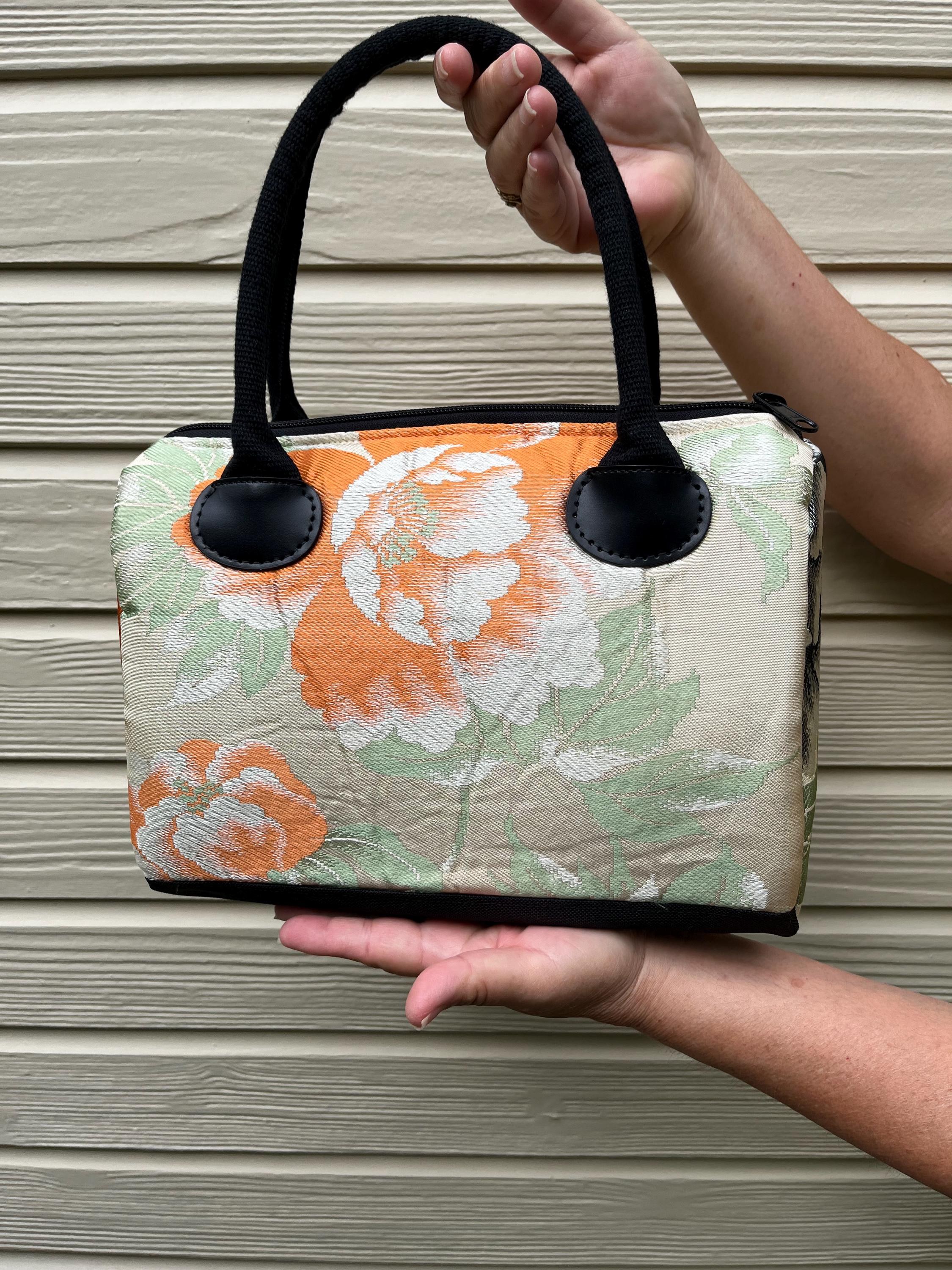 Bowler-style Obi Belt Peony Design Purse, view 4