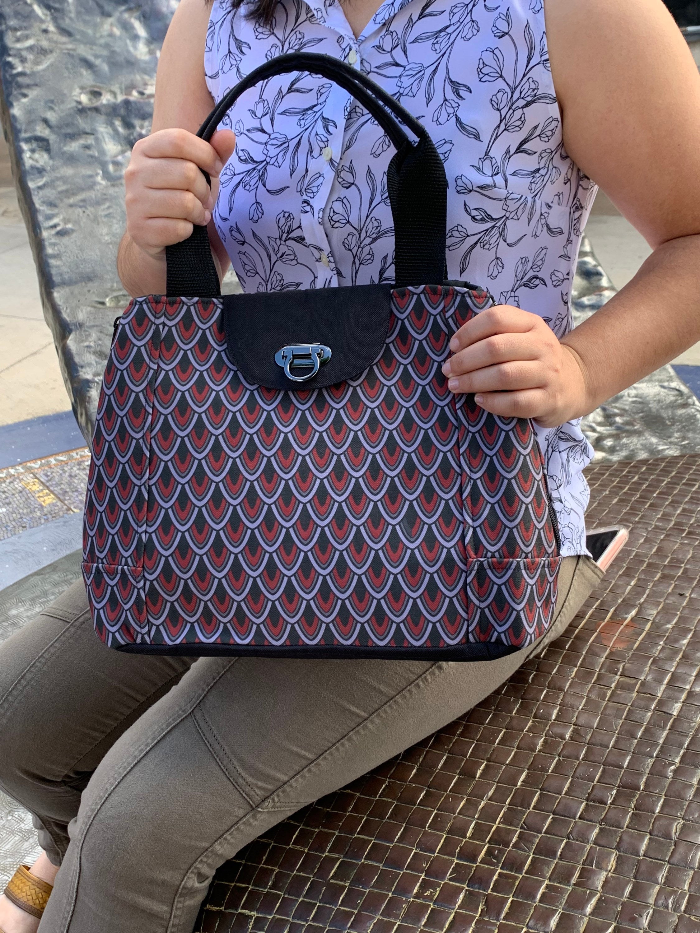 Black and Red Dragon Rider Convertible Shoulder Bag Purse