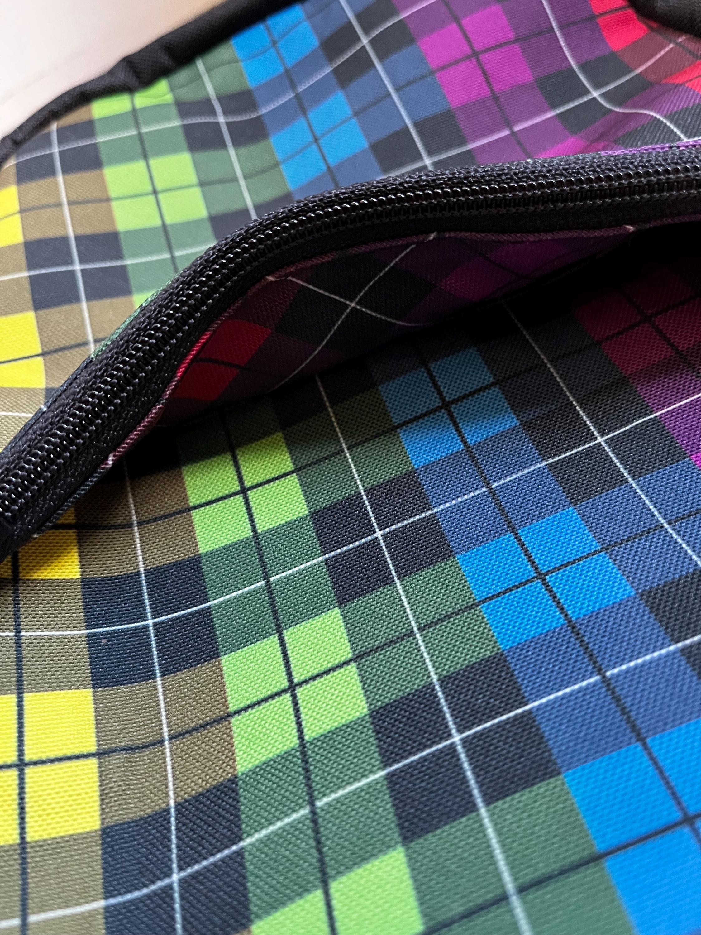 Rainbow Plaid Bullet Sling-pack Backpack, view 3